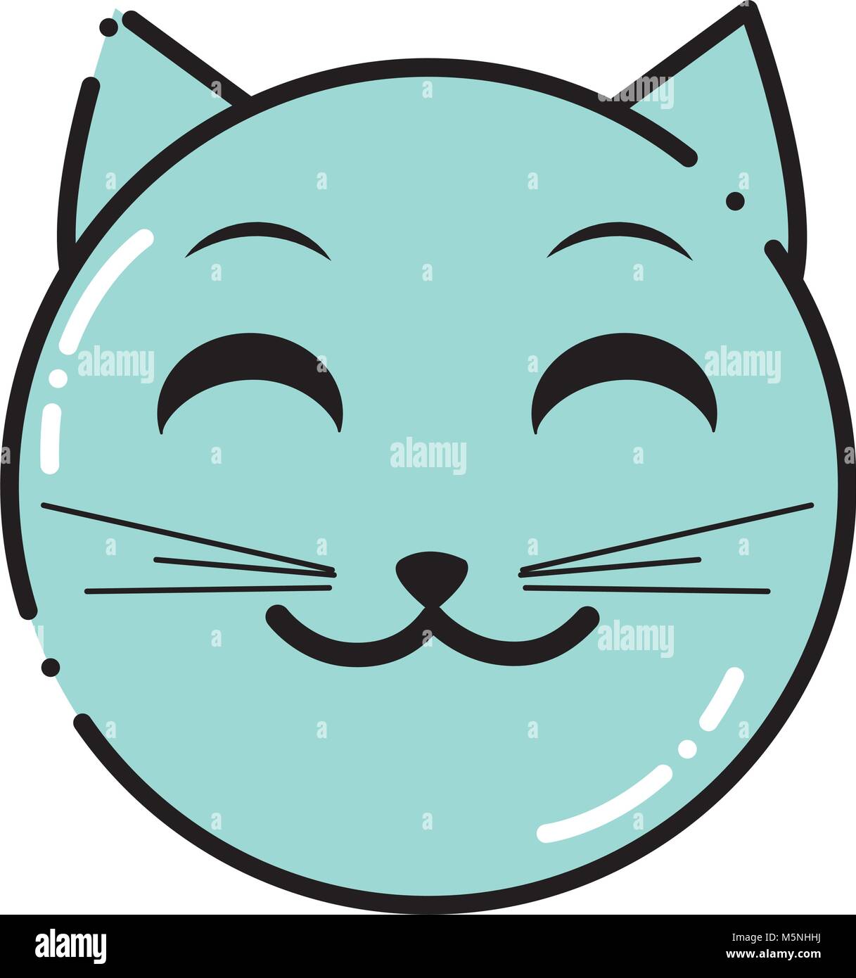 Visage De Chat Sourire Couleur Expression Emoji Image Vectorielle Stock Alamy