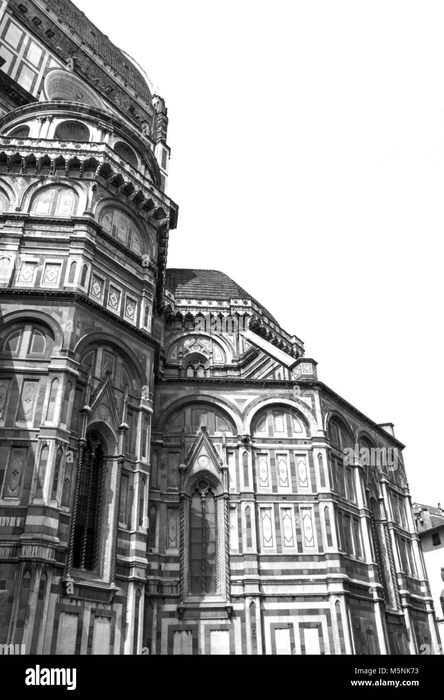 Florence Duomo Santa Maria del Fiore détails architecturaux Low Angle View. Banque D'Images