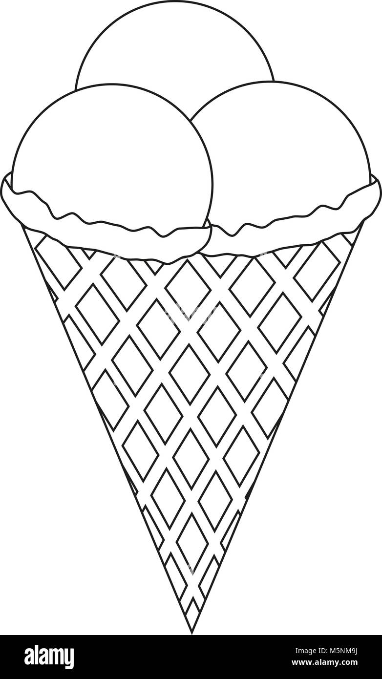 Noir et blanc crème glacée 3 Icône de balle. Illustration de Vecteur