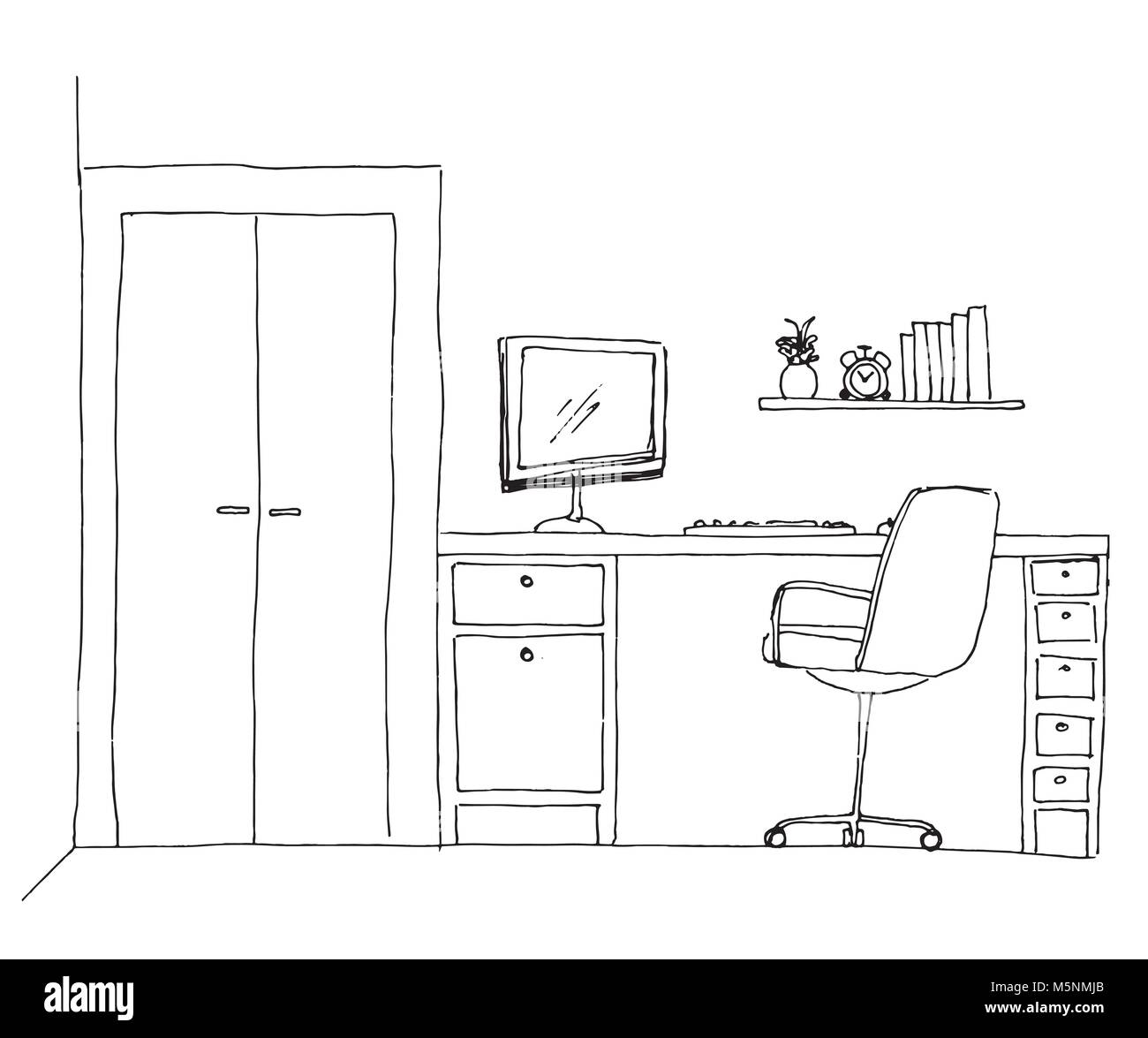 Bureau Facile A Dessiner Avec Chaise