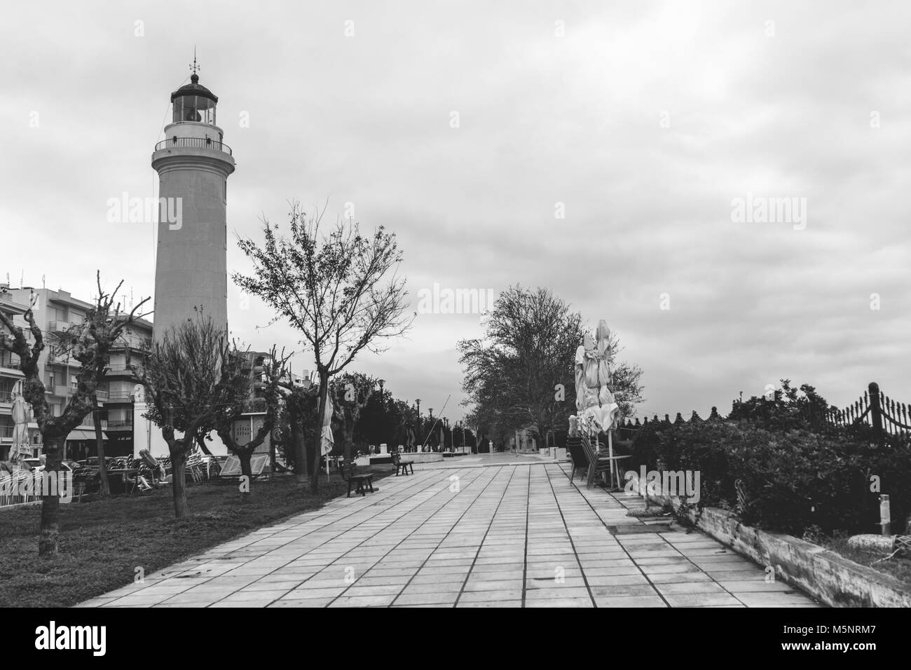 Alexandroupolis, Grèce - 2 Février 2018 : Phare de Alexandroupolis ville de Grèce Banque D'Images