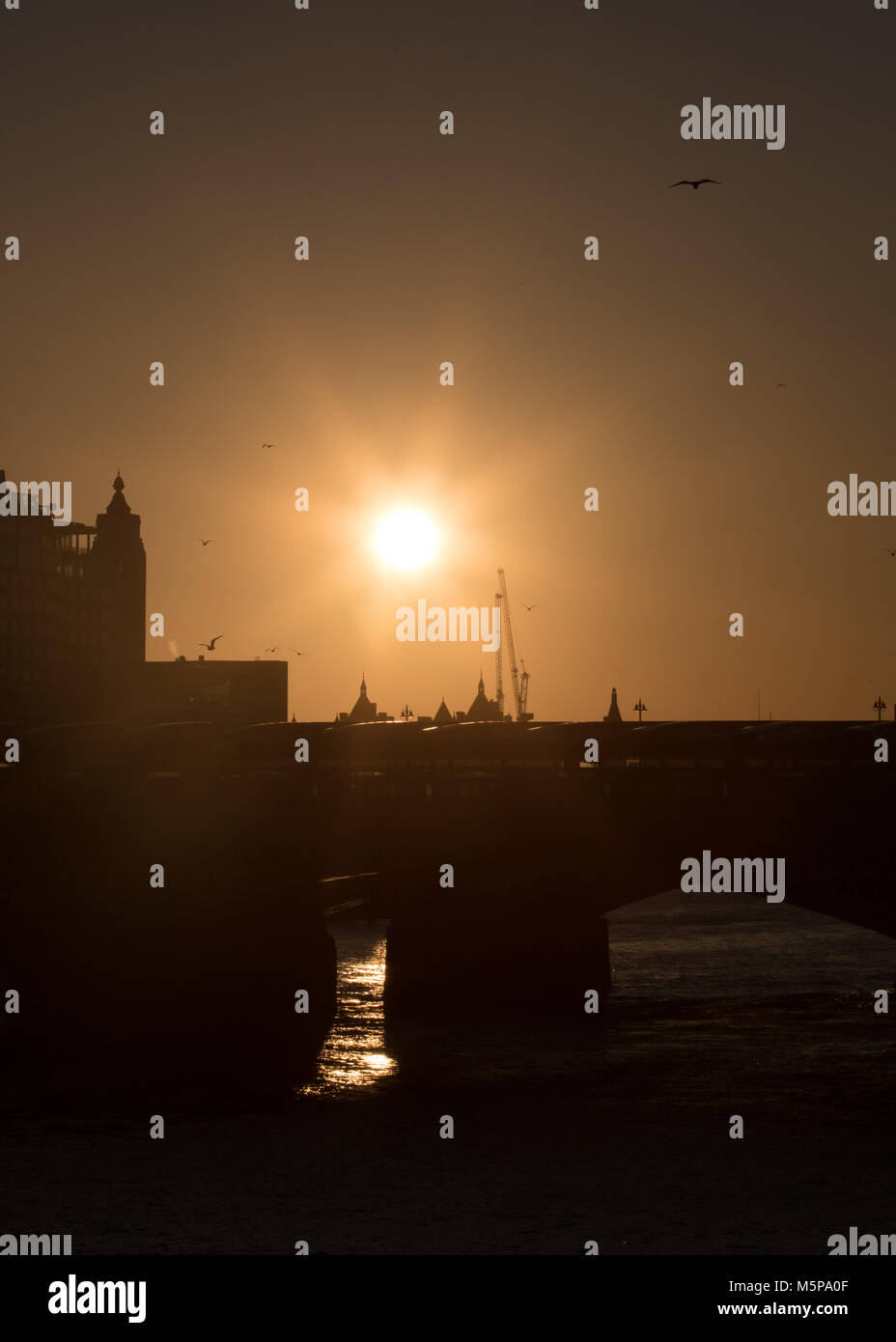 Londres, Royaume-Uni. 25 février 2018. Abeautiful coucher du soleil le long de la Tamise. Credit : Carol Moir/Alamy Live News. Banque D'Images