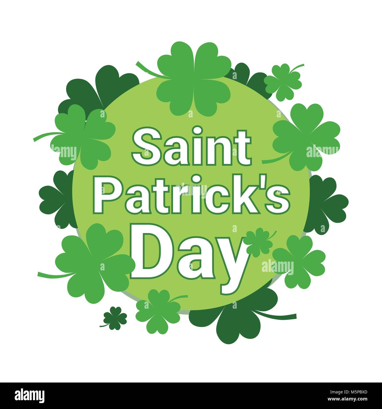 Saint Patricks Day irlandaise traditionnelle fond Holiday Greeting Card avec feuilles Shamrock Illustration de Vecteur