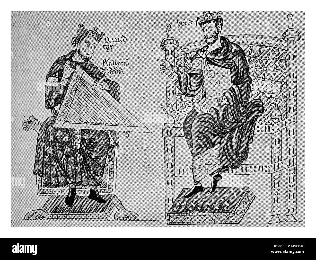Les costumes de la cour au xiie siècle , des tuniques et des manteaux essentiellement de riches tissus décorés de broderies Banque D'Images