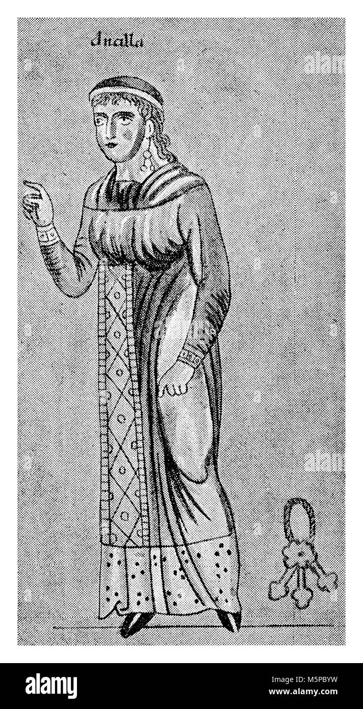 Jeune femme habillée à l'ancienne, XII siècle illustration Banque D'Images
