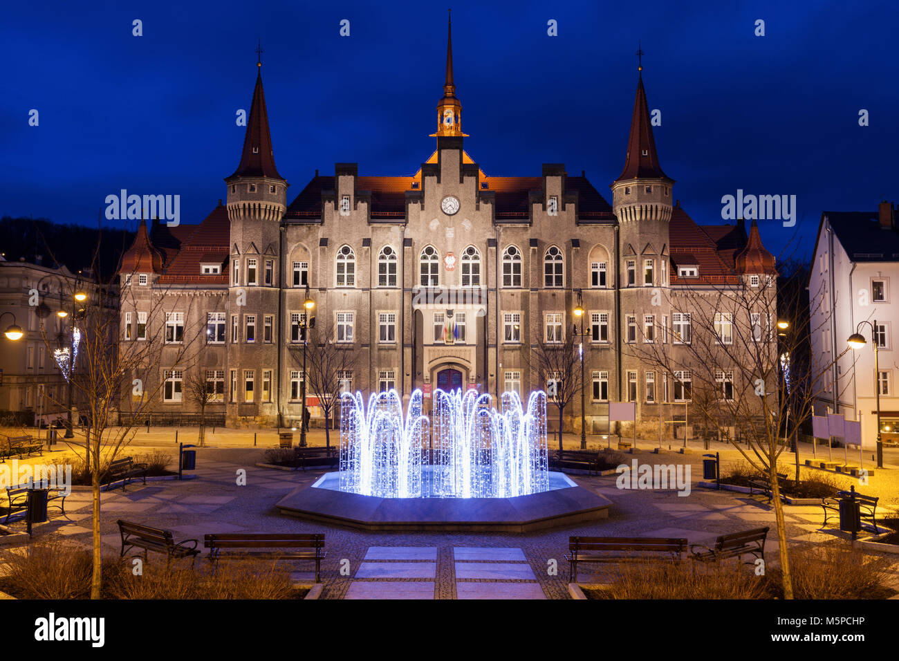 L'Hôtel de Ville de Walbrzych. Walbrzych, Basse-silésie, Pologne. Banque D'Images