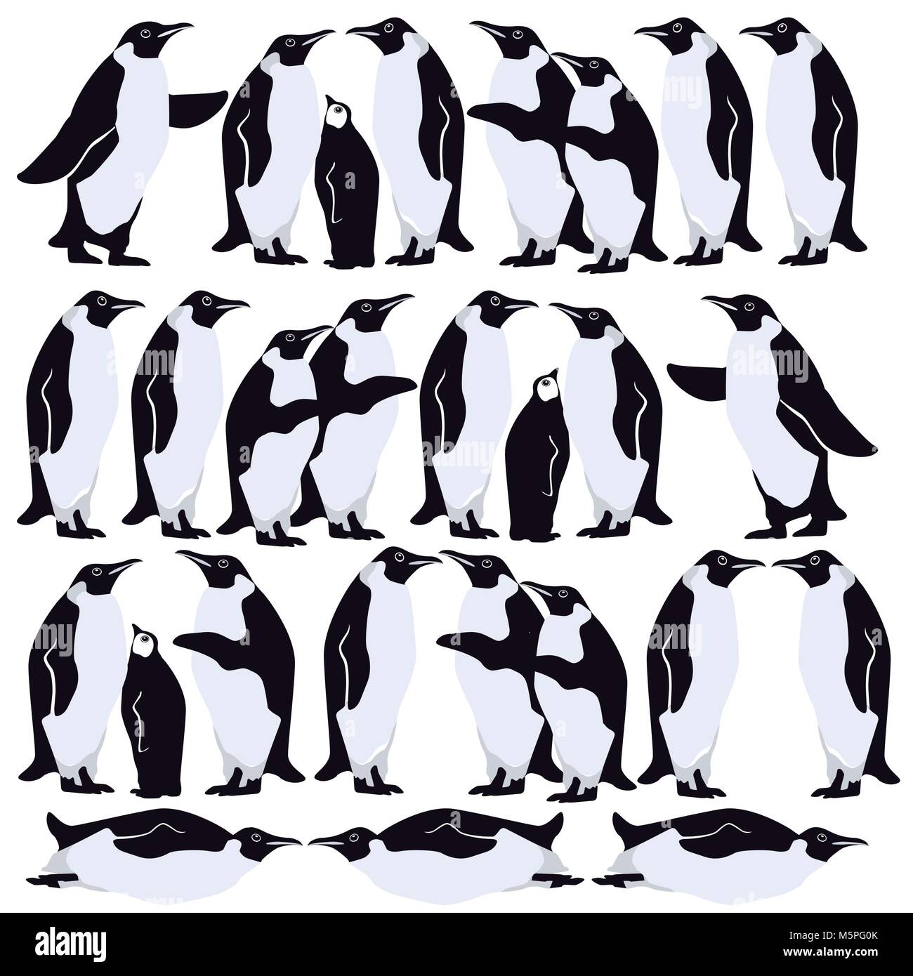 Penguin groupe isolé, illustration Illustration de Vecteur