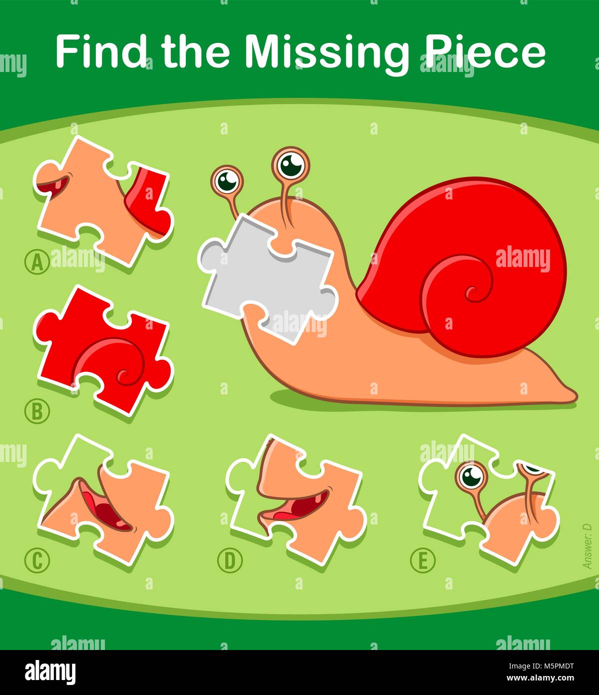 Trouver la pièce manquante de l'éducation pour les enfants jeu de puzzle  avec escargot coloré et un choix de pièces de puzzle, vector Image  Vectorielle Stock - Alamy