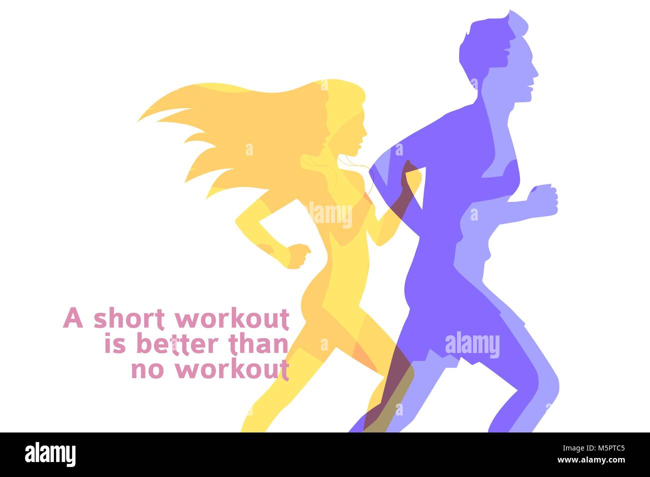 Silhouettes de couleur coureurs running man and woman on white, le sport et l'activité, modèle de conception de scénario d'arrière-plan Illustration de Vecteur