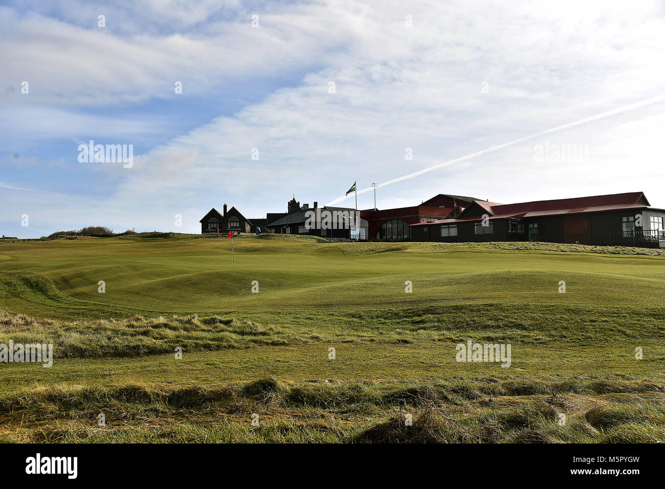 Les images montrent l'authenticité et la Galles tPath Royal Porthcawl Golf Club qui longe la côte à Porthcawl Bridgend dans Countt Banque D'Images