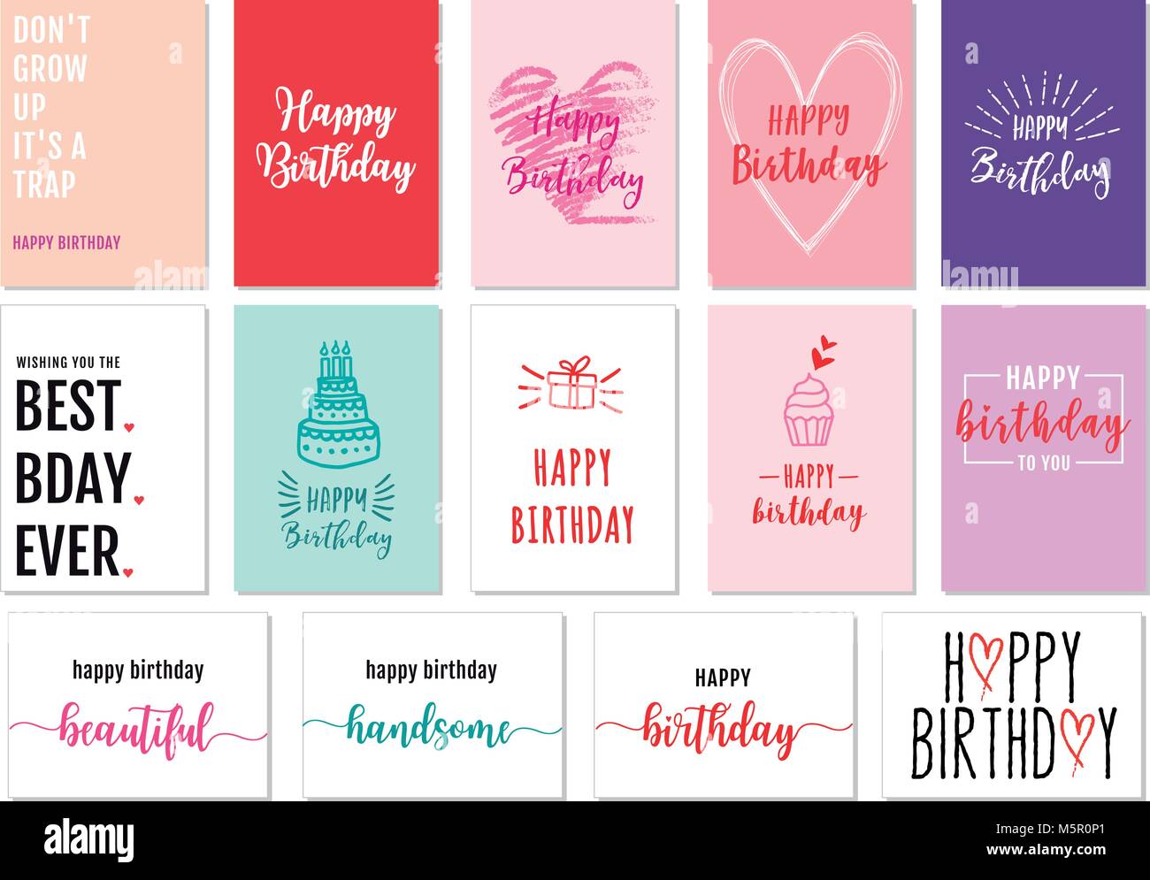 Cartes d'anniversaire avec les éléments de conception graphique, vector set Illustration de Vecteur