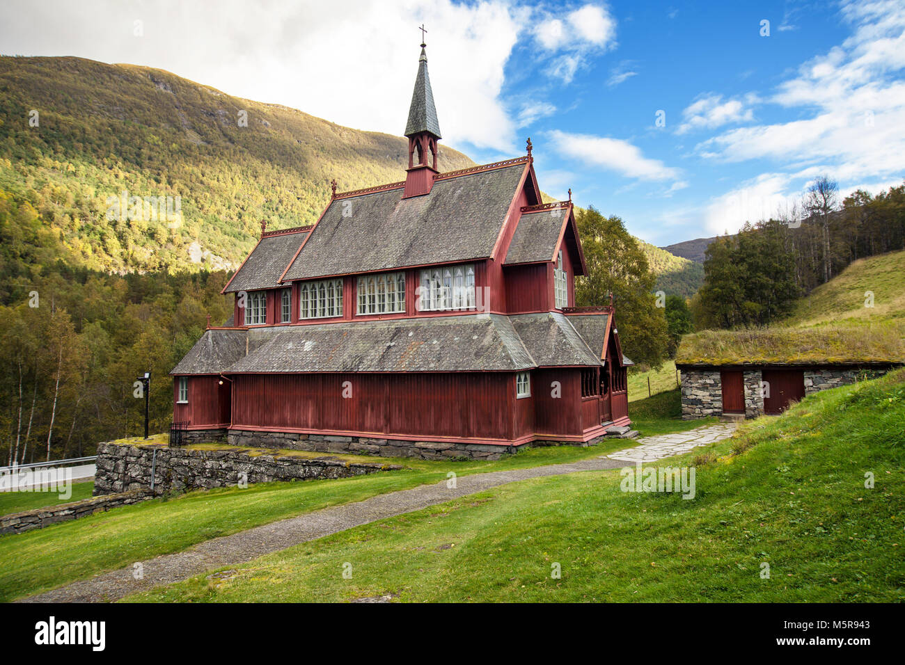Église paroissiale de Borgund Laerdal, Sogn og Fjordane, en Norvège. Banque D'Images