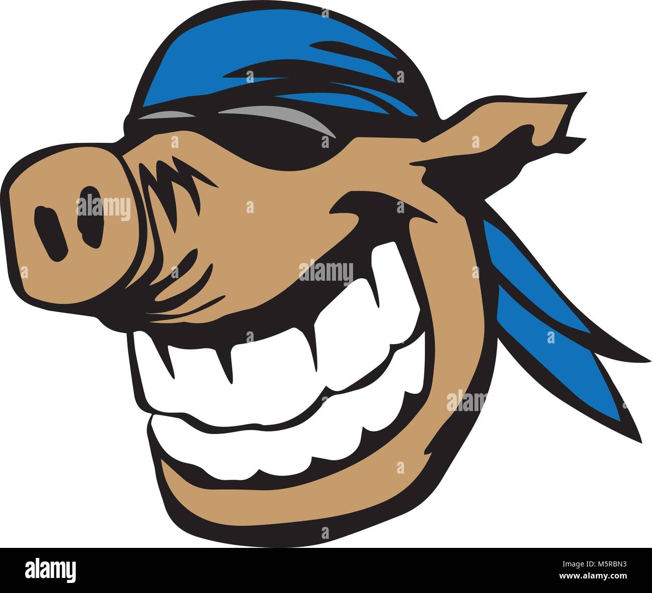 Cute Smiling Pig avec lunettes de soleil et Bandana Cartoon Vector Illustration Illustration de Vecteur