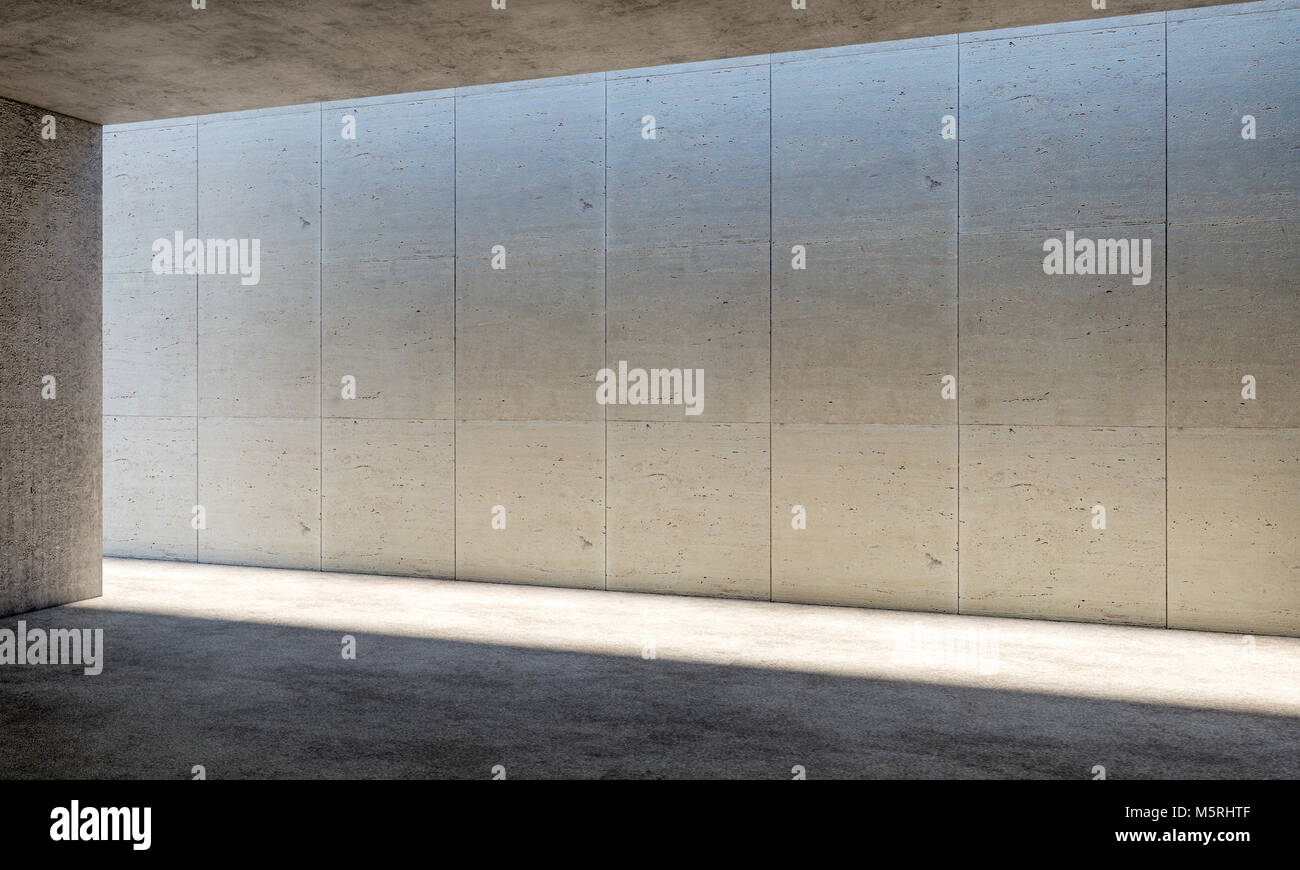 L'intérieur moderne en béton de l'image de rendu 3D Banque D'Images