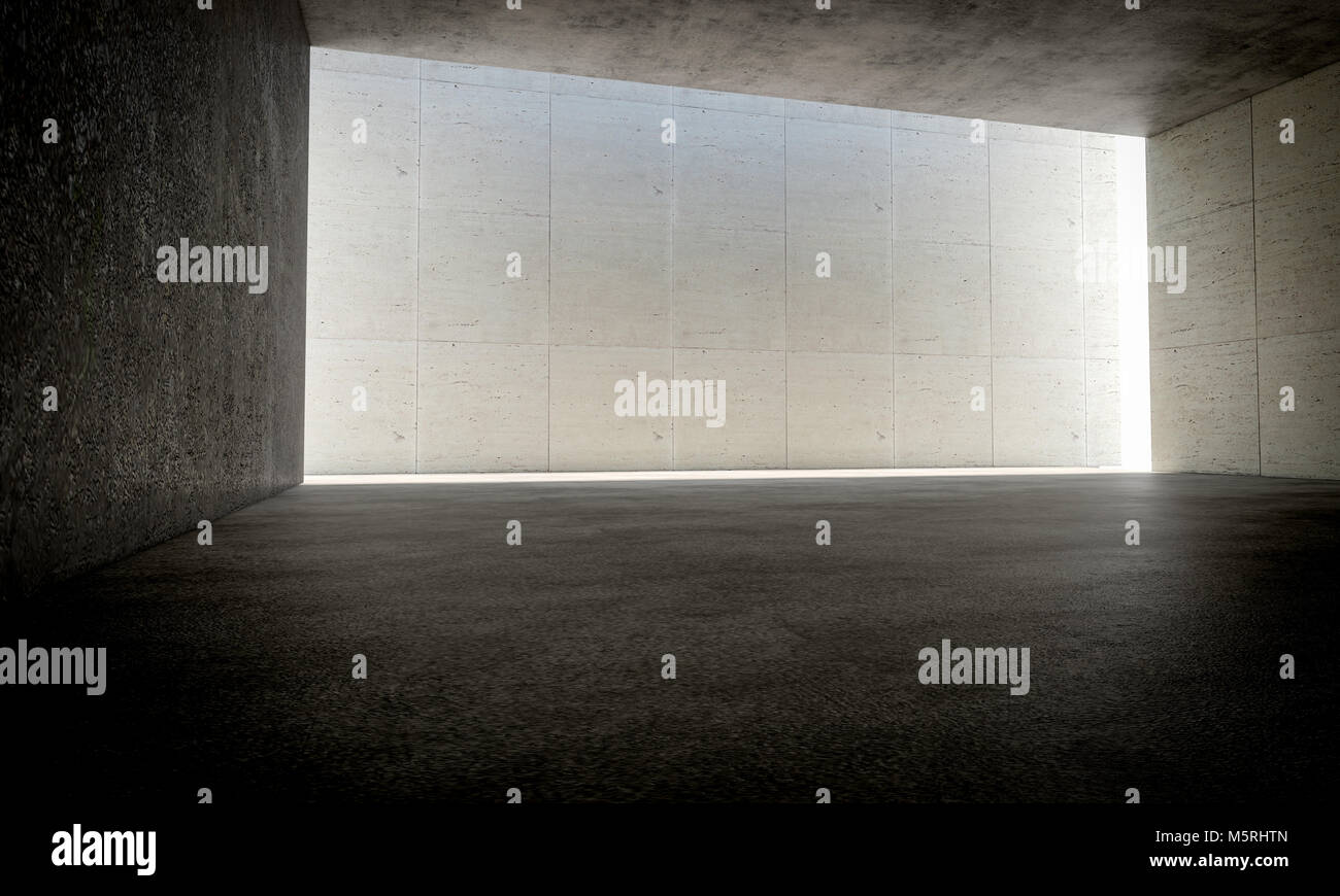 Abstract grunge moderne bâtiment de l'intérieur de l'image de rendu 3D Banque D'Images