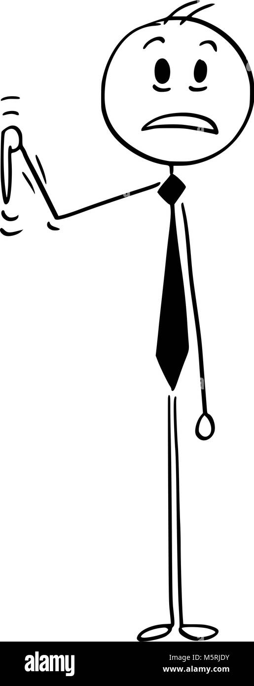 Caricature de Triste Malheureux Businessman sa main vers le bas Illustration de Vecteur