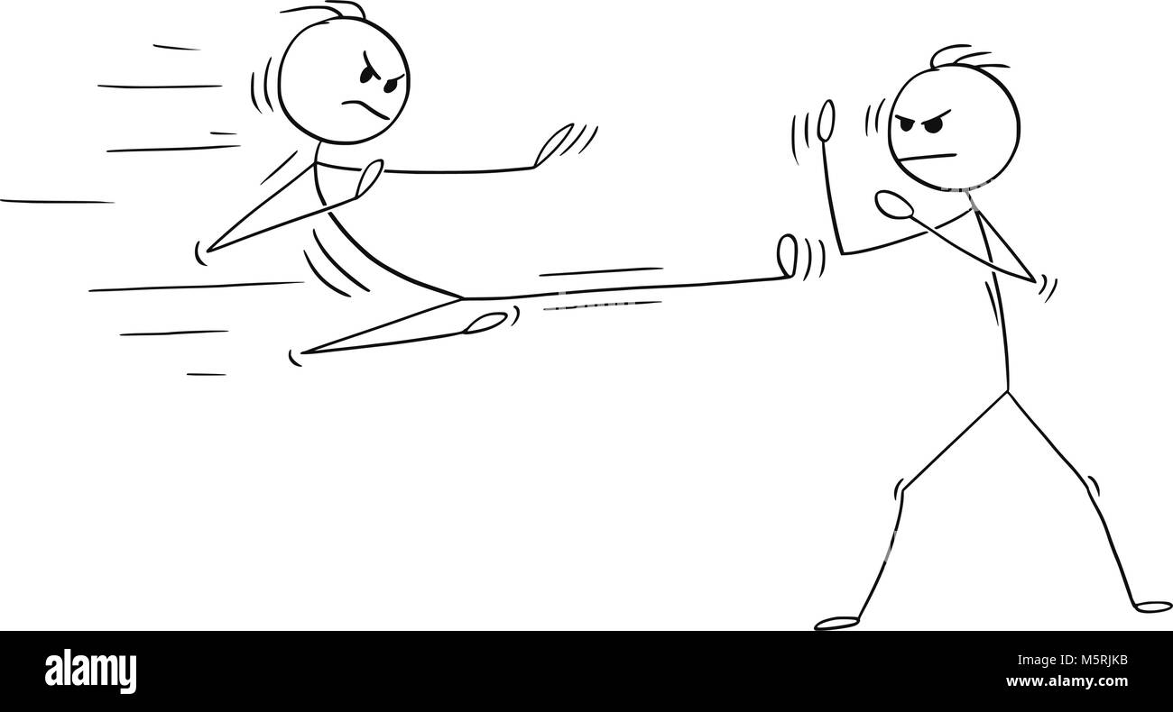 Caricature de karaté ou de Kung Fu lutte ou de formation Illustration de Vecteur