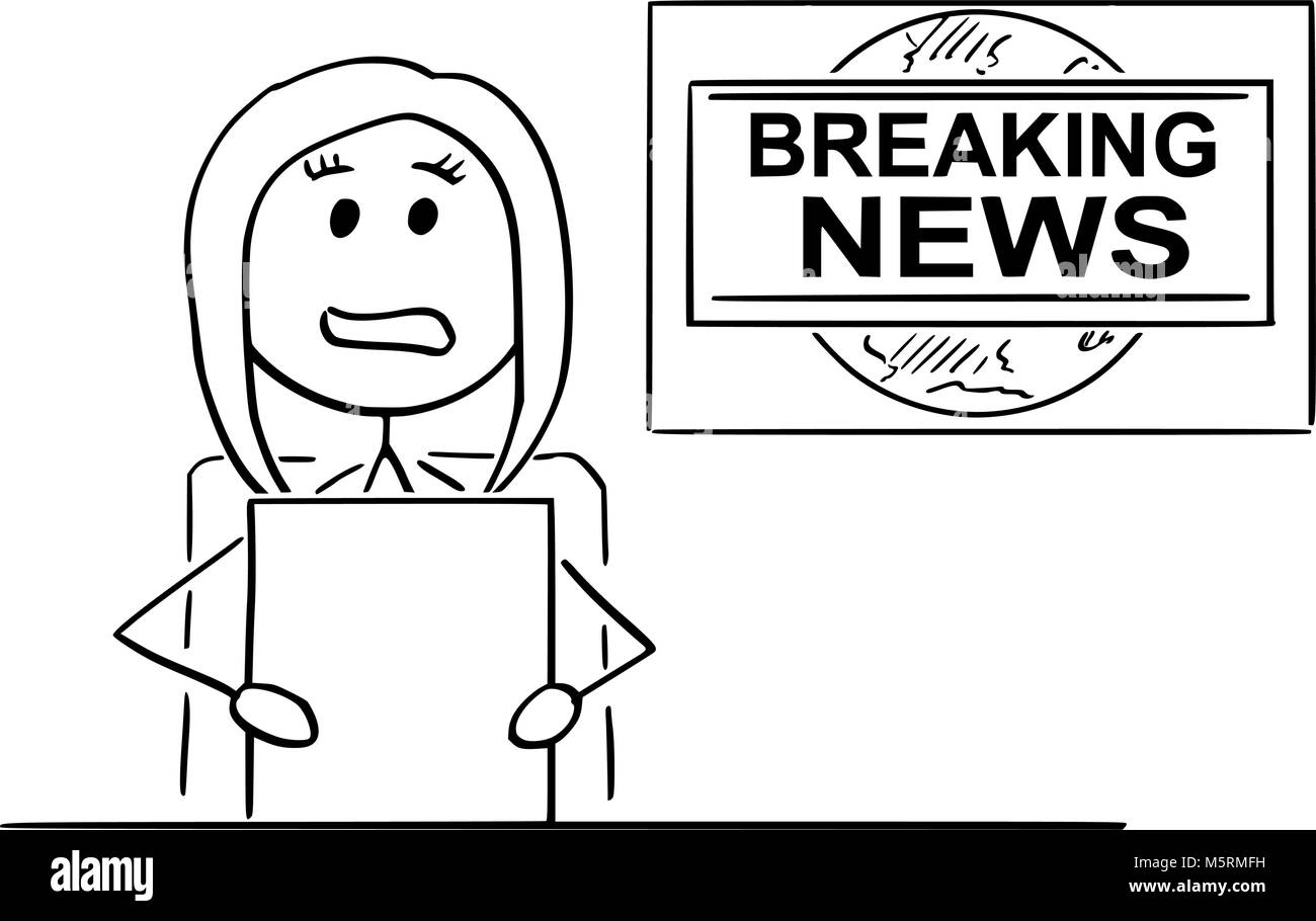 Caricature de plat ou de femme ou femme journaliste ou Présentateur Illustration de Vecteur