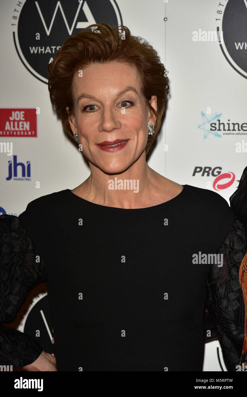 Londres, Royaume-Uni. Feb 25, 2018. Juliet Stevenson l'arrivée à la 18e Prix WhatsOnStage 2018 au Prince of Wales Theatre le 25 fév 2018, London, UK : Crédit Voir Li/Alamy Live News Banque D'Images