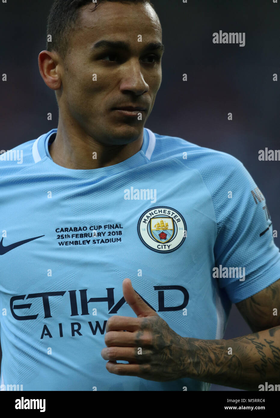 Le stade de Wembley, Londres, Royaume-Uni. Feb 25, 2018. Danilo (MC) à la finale de la Coupe du buffle - Arsenal v Manchester City, au stade de Wembley, Londres, le 25 février 2018. **Cette photo est pour un usage éditorial uniquement** Crédit : Paul Marriott/Alamy Live News Banque D'Images