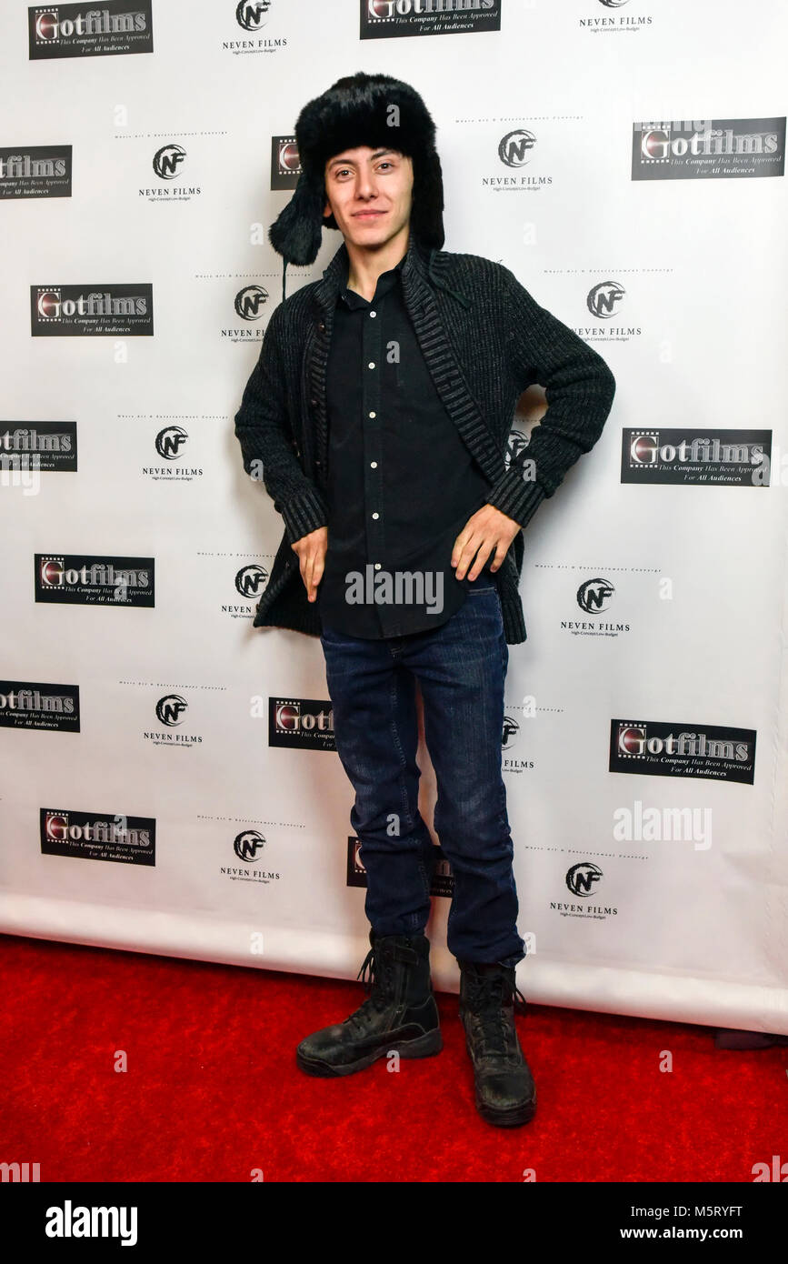 Las Vegas, USA. Feb 25, 2018 - Ethan Patton au premier tapis rouge du film non écrite. Le film a été écrit, réalisé et produit par Dale Neven et créée dans la nuit de dimanche à AMC Town Square 18 Theatre à Las Vegas. Dale Neven's "non écrites", un thriller de science-fiction avec Lorenzo Lamas, Gabriel Burrafato, Bretagne Hoza et marquer la justice. Crédit de photo : Ken Howard Images/Alamy Banque D'Images