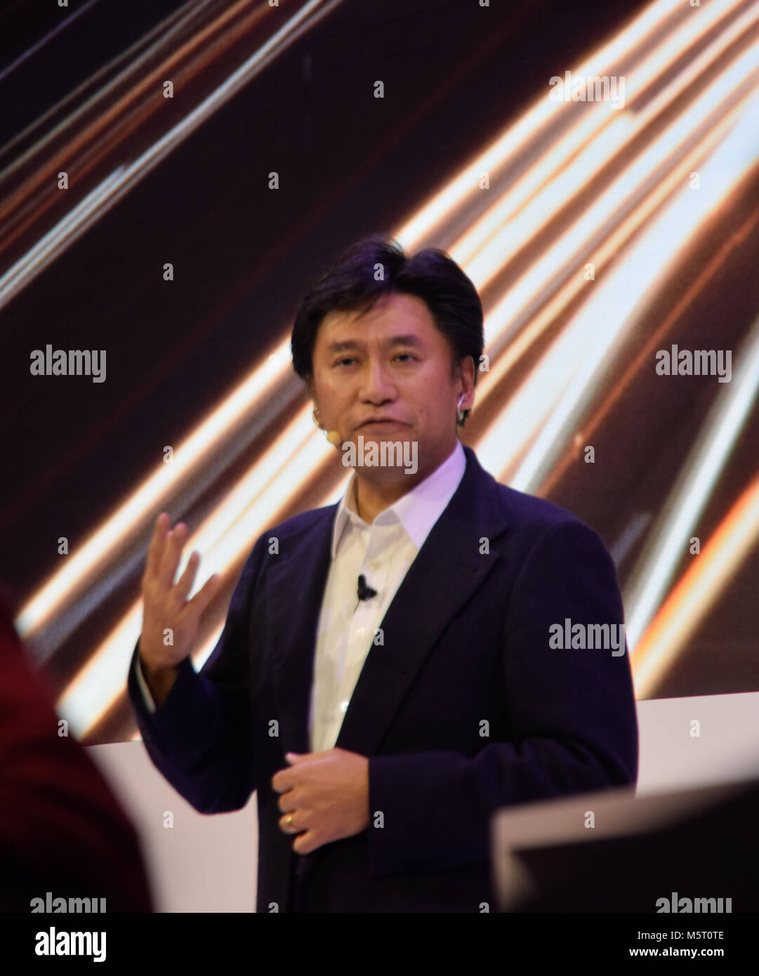 Barcelone, Espagne, du 26 février 2018. Hideyuki Furumi, vice-président, Ventes et marketing mondial, Sony Mobile Communications Inc. L'introduction de nouveaux produits Sony Xperia Duo : Oreille et Xperia XZ2 et XZ2 Compact.. Credit : Jovana Kuzmanović/Alamy Live News Banque D'Images