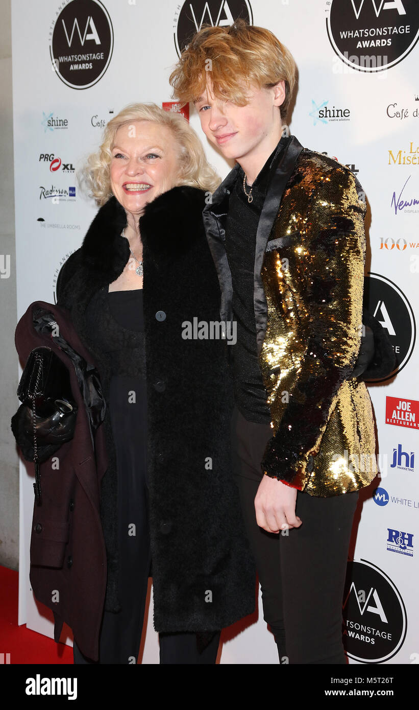 Londres, Royaume-Uni. Feb 25, 2018. Sandra Dickinson, Ty Tennant, WhatsOnStage Awards, Prince of Wales Theatre, Londres UK, 25 février 2018, photo de Richard Goldschmidt : Riche de crédit Gold/Alamy Live News Banque D'Images