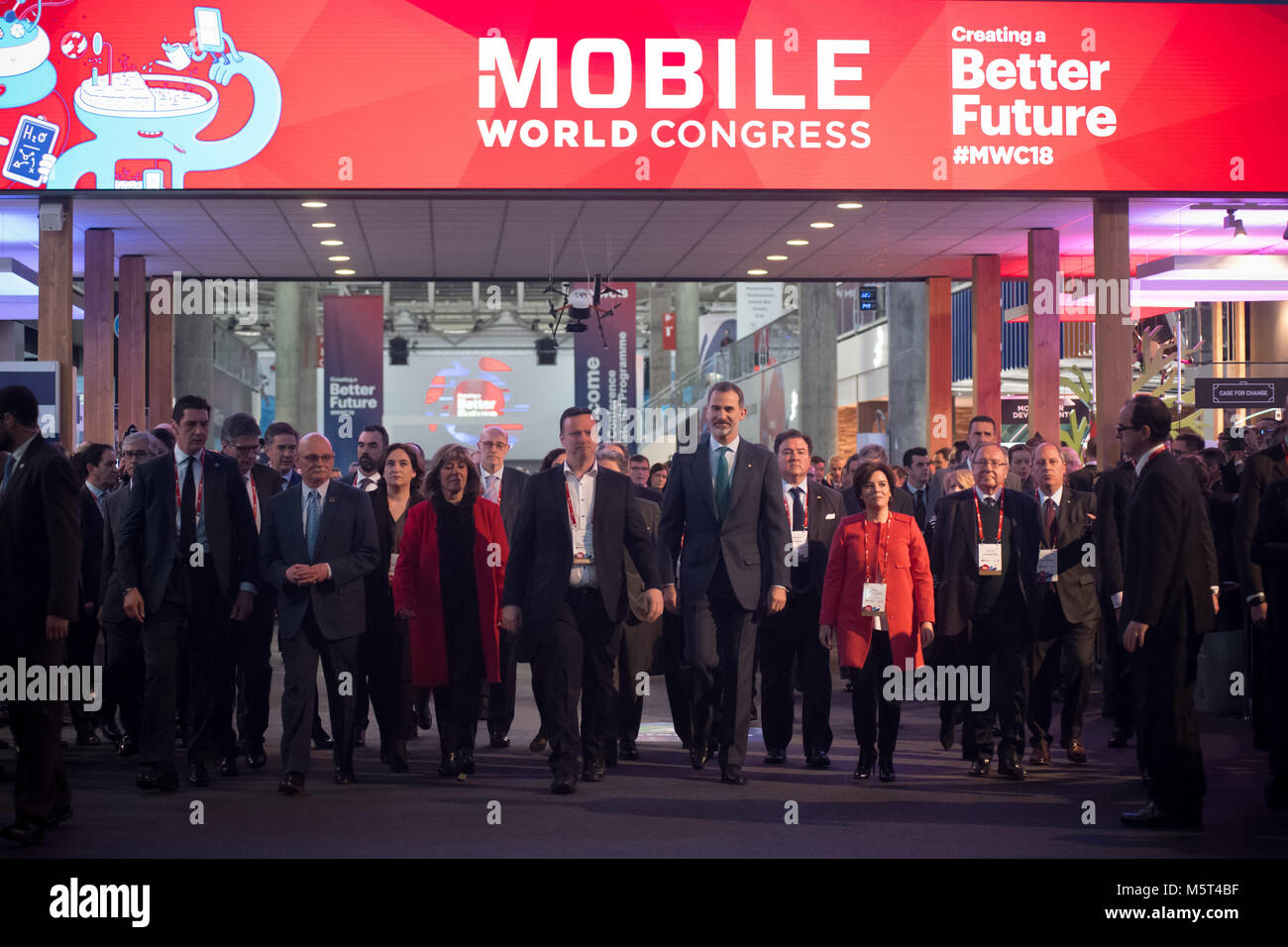 Barcelone, Espagne. 26 Février, 2018. Le roi d'Espagne Felipe VI assiste à l'ouverture du Mobile World Congress 2018 à Barcelone. Crédit : Jordi Boixareu/Alamy Live News Banque D'Images