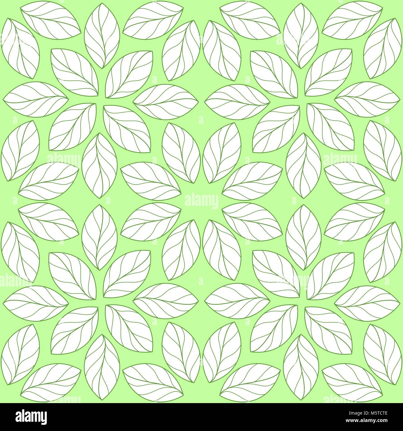 Feuilles linéaires de répéter sans motif sur fond vert Illustration de Vecteur