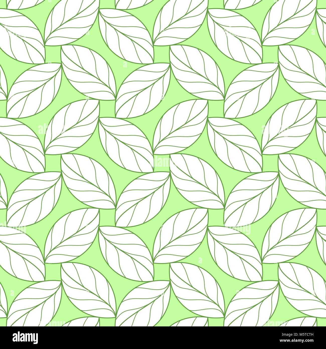 Feuilles linéaires de répéter sans motif sur fond vert Illustration de Vecteur