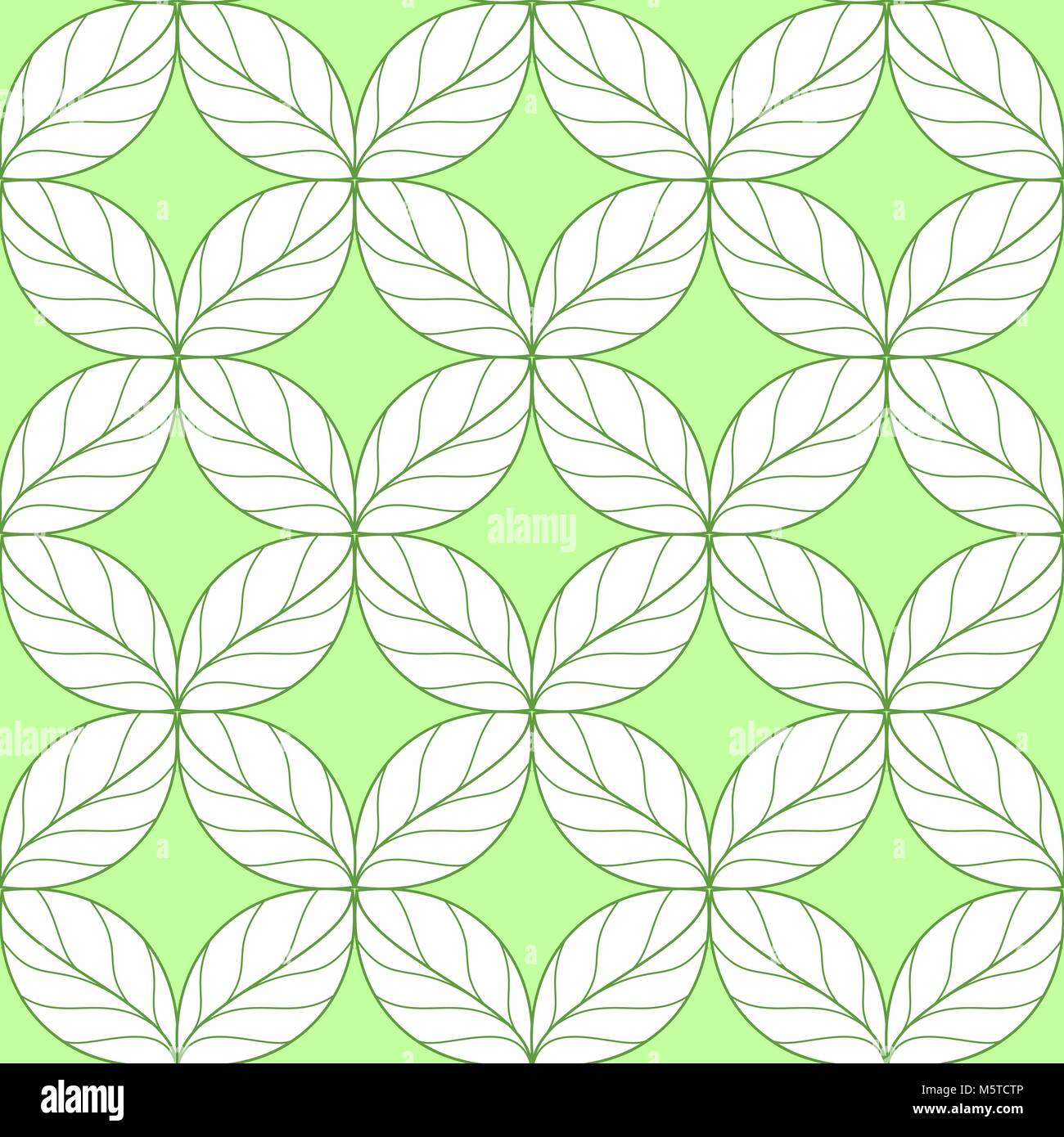 Feuilles linéaires de répéter sans motif sur fond vert Illustration de Vecteur