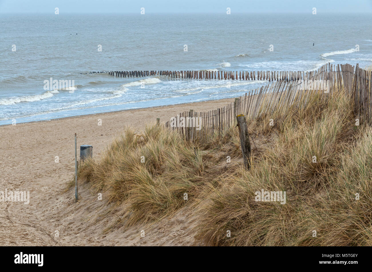 La plage et les dunes à Domburg, Pays-Bas.. Banque D'Images