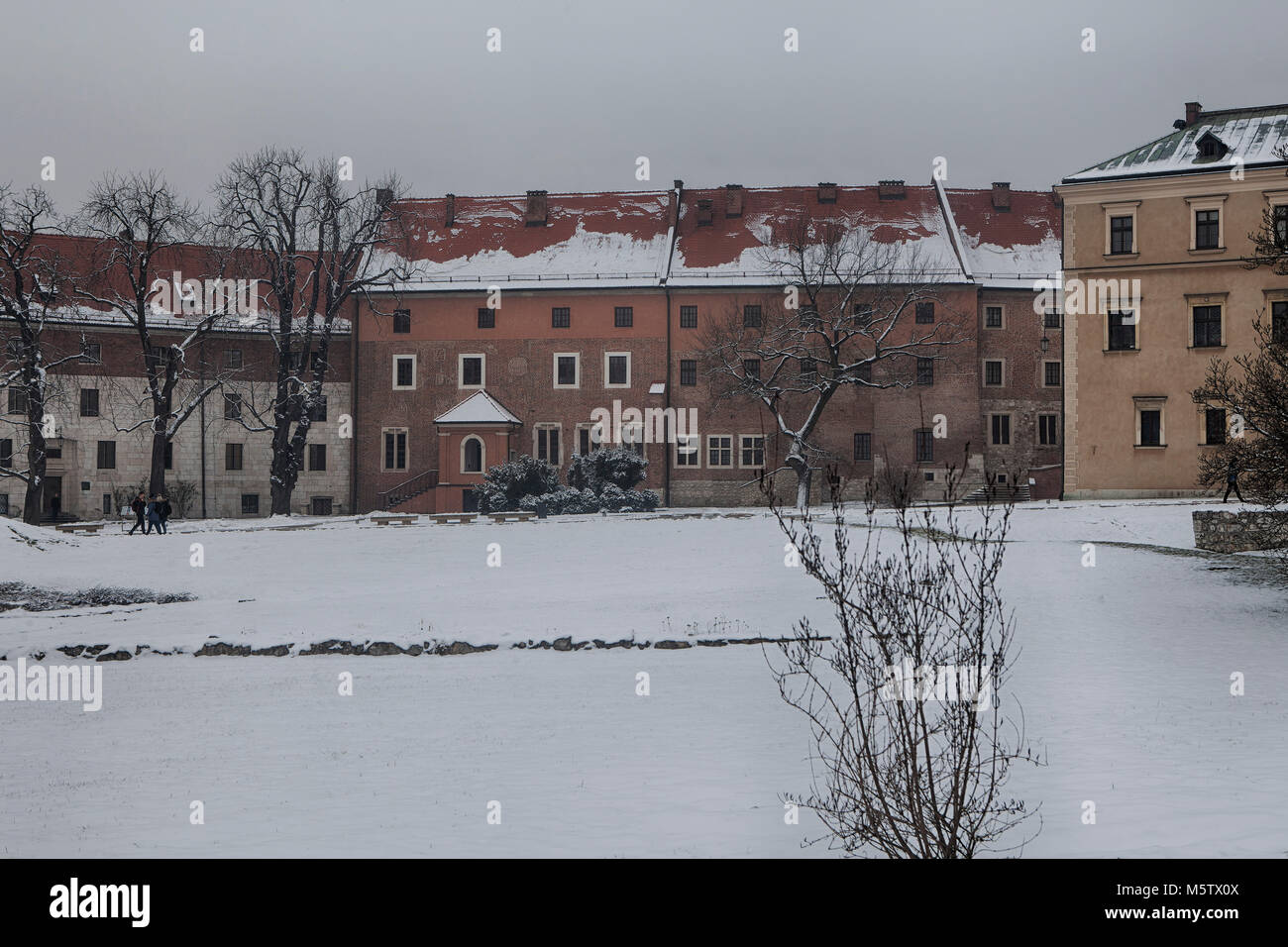 Cracovie, Pologne - 12 février 2018 Le Château Royal de Wawel sur la colline de Wawel Banque D'Images