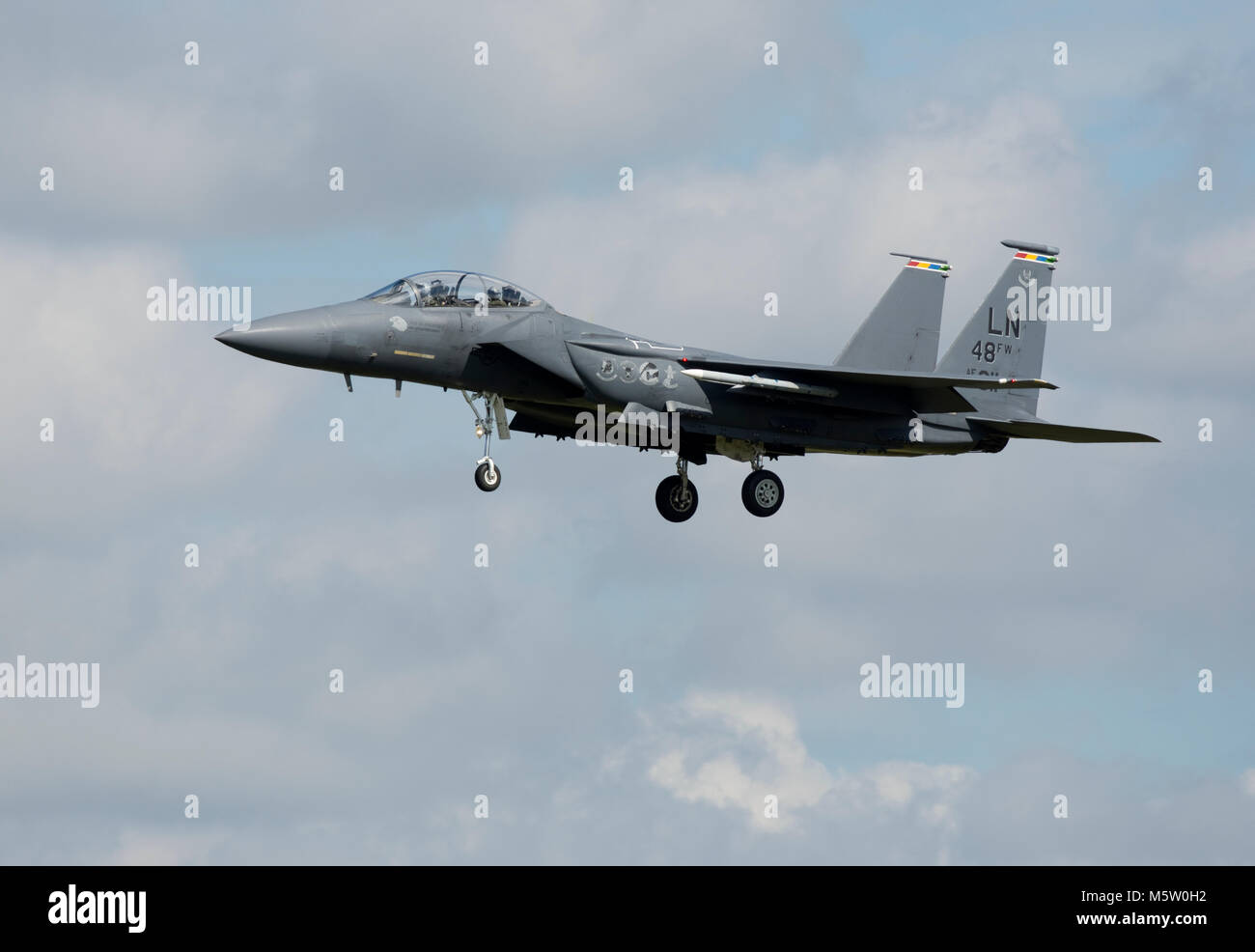 McDonnell Douglas F-15E Strike Eagle, 91-0311, de la 48e Escadre de chasse, d'avions, les commandants USAFE et vu à RAF Lakenheath, Suffolk Banque D'Images