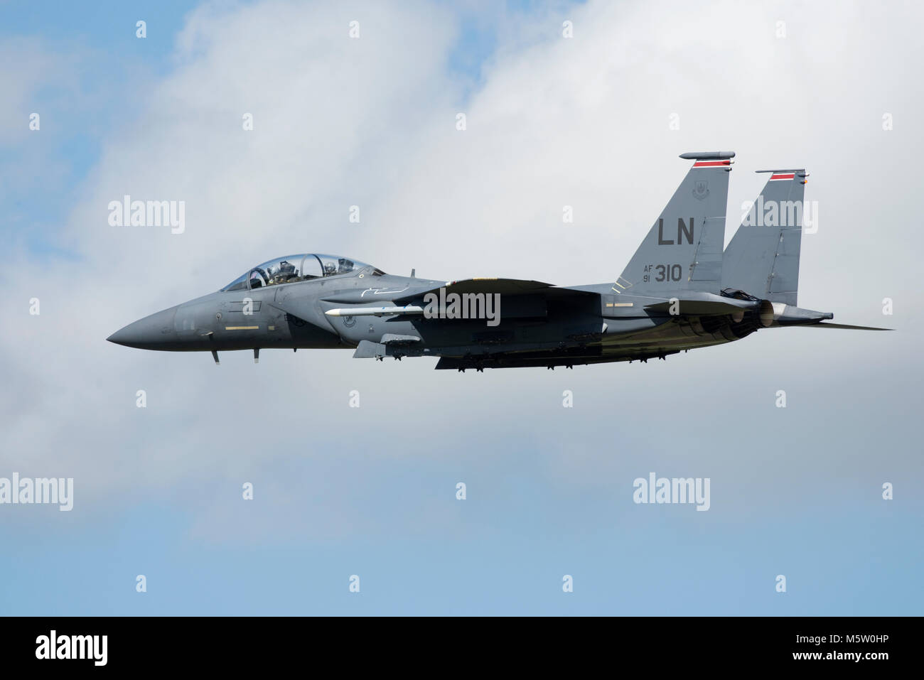 McDonnell Douglas F-15E Strike Eagle, 91-0310, de la 48e Escadre de chasse, 494 e Escadron de chasse, et, USAFE vu à RAF Lakenheath, Suffolk Banque D'Images