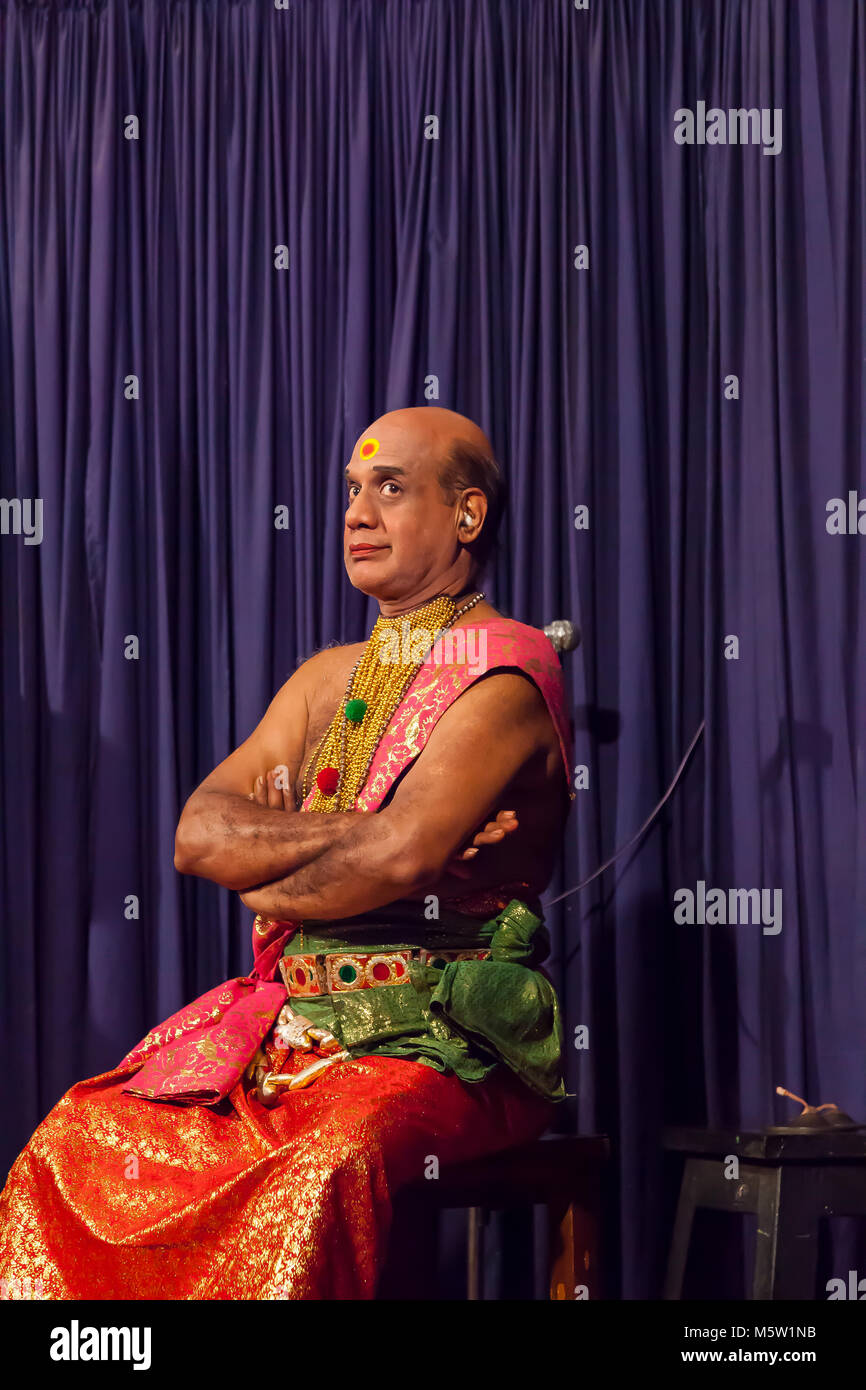 Le spectacle de Kathakali colorés et de la danse. De Kochi (Cochin) au Kerala, en Inde. Banque D'Images