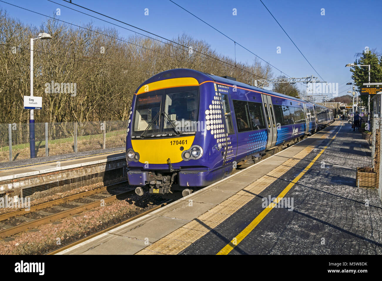 Scotrail Class 170 quittant la gare de Croy en Amérique du Lanarkhire Scotland UK pour la gare Queen Street de Glasgow Edinburgh Waverley de Banque D'Images