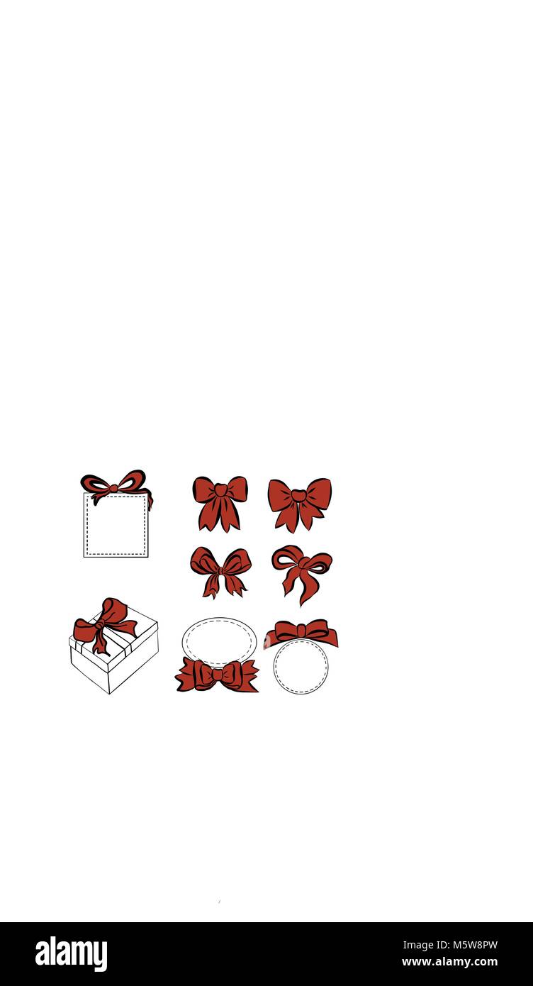 Red Ribbon bow. pour la décoration divers point, vintage bow et les boîtes, de cadeaux et de décoration. Croquis dessinés à la main, d'éléments graphiques pour votre conception. Illustration de Vecteur