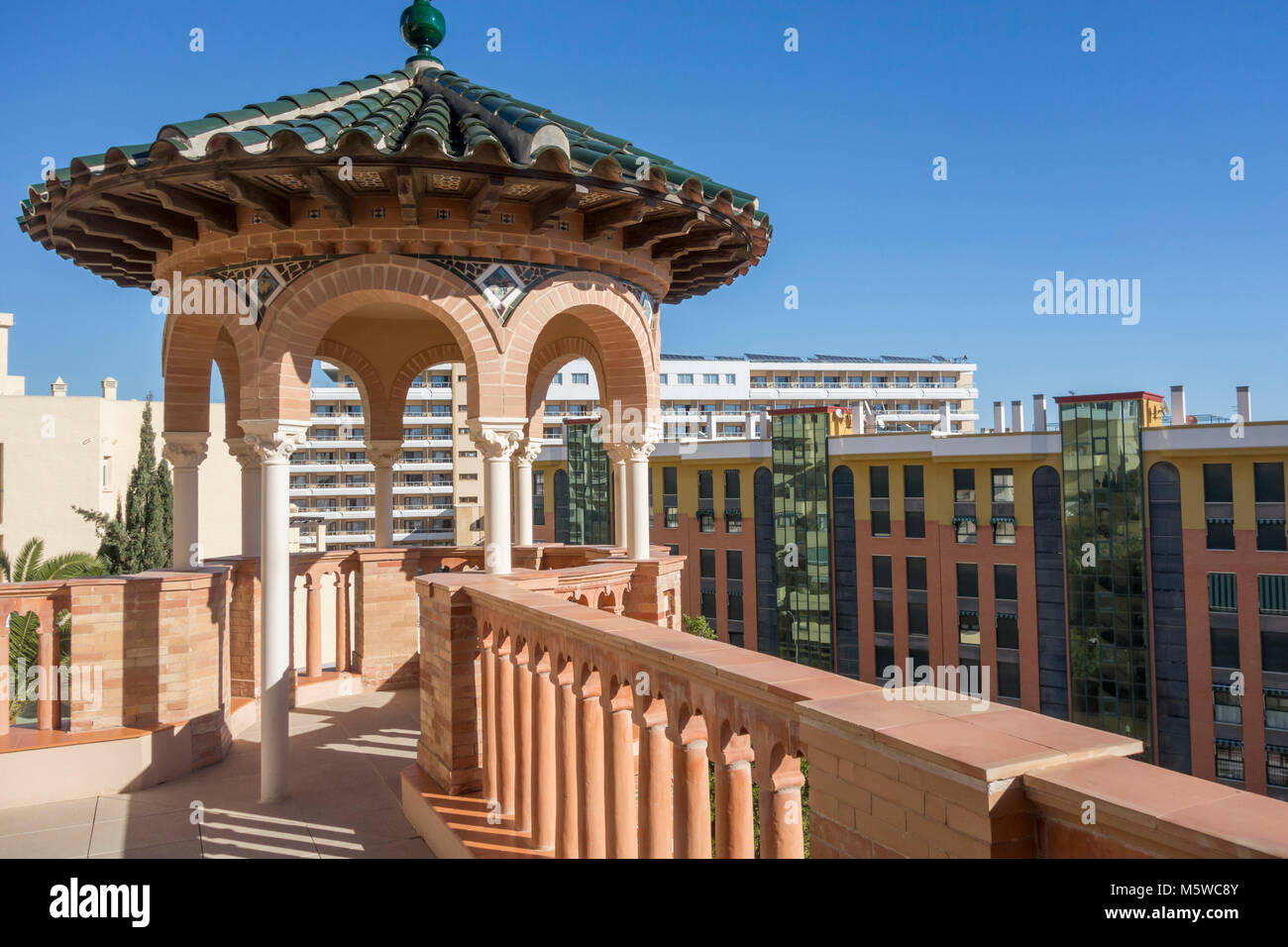 Monument de l'Architecture, bâtiment, maison, casa de los navajas,style néo-mudéjar à Torremolinos, Espagne. Banque D'Images