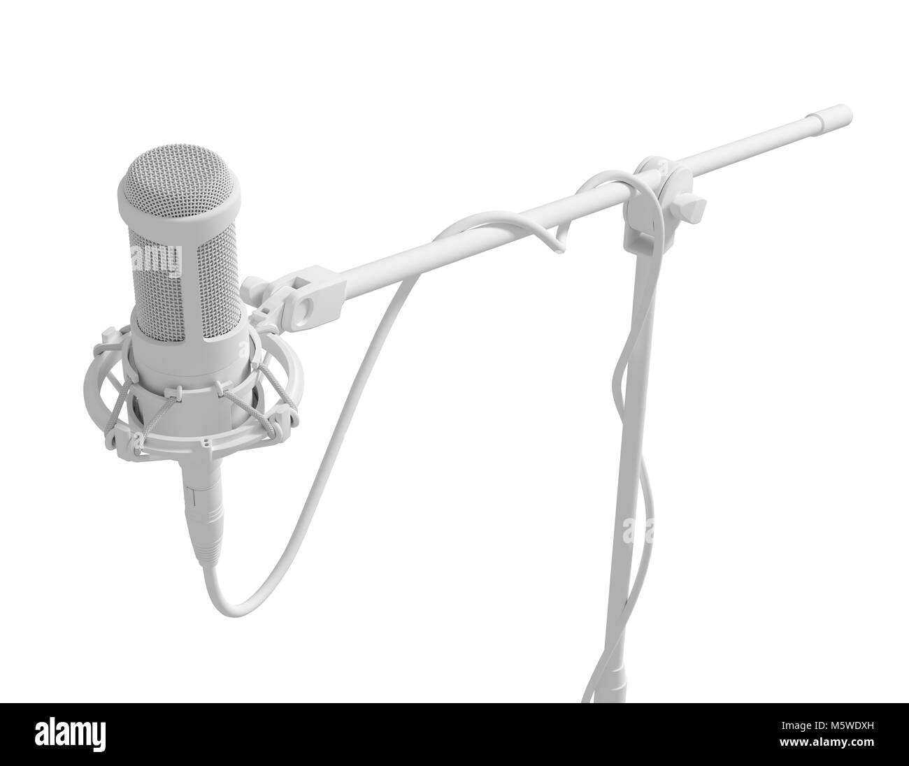 Microphone blanc sur le fond blanc Banque D'Images