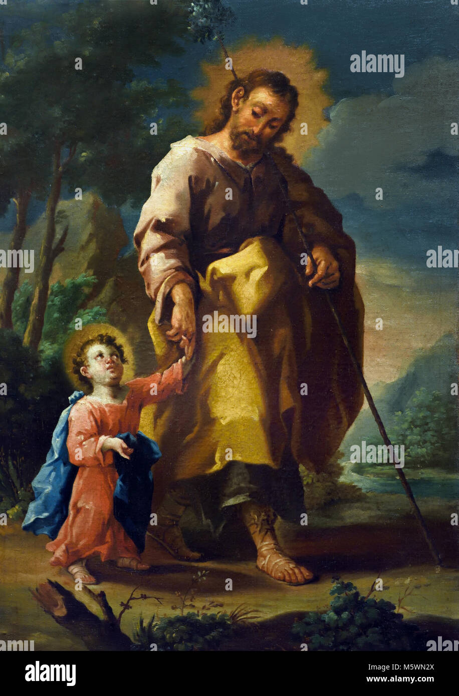 San Jose el niño - Saint Joseph et l'enfant 1750 Jose Luzan Martinez 18ème, siècle, l'Espagne, l'espagnol, Banque D'Images