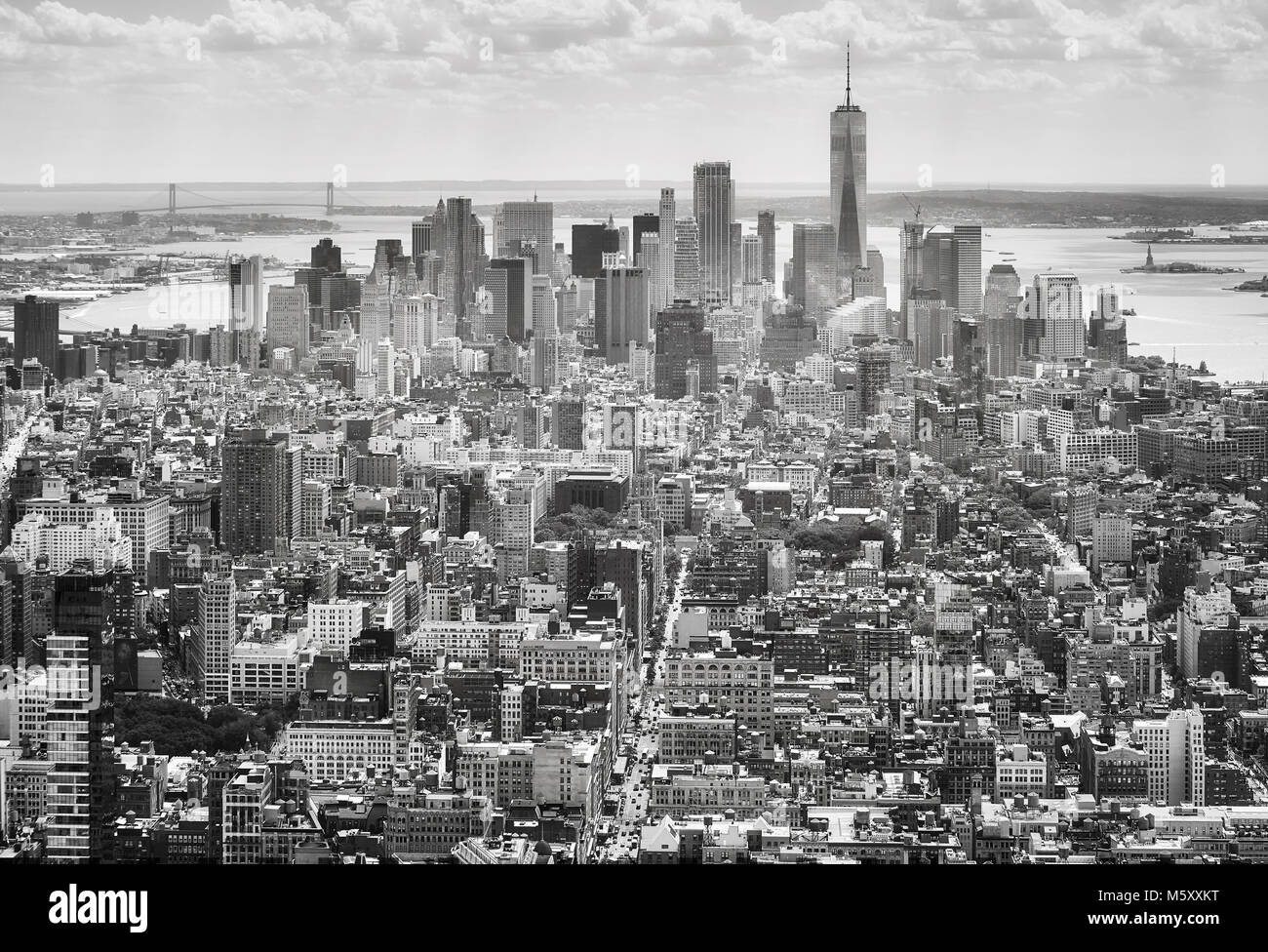 Photo noir et blanc les toits de la ville de New York, USA. Banque D'Images