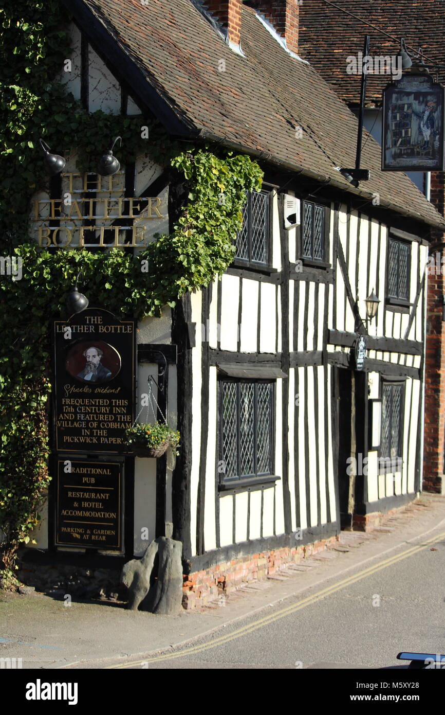 La bouteille en cuir Pub, Cobham, Gravesend, Kent un ancien repaire de Charles Dickens Banque D'Images