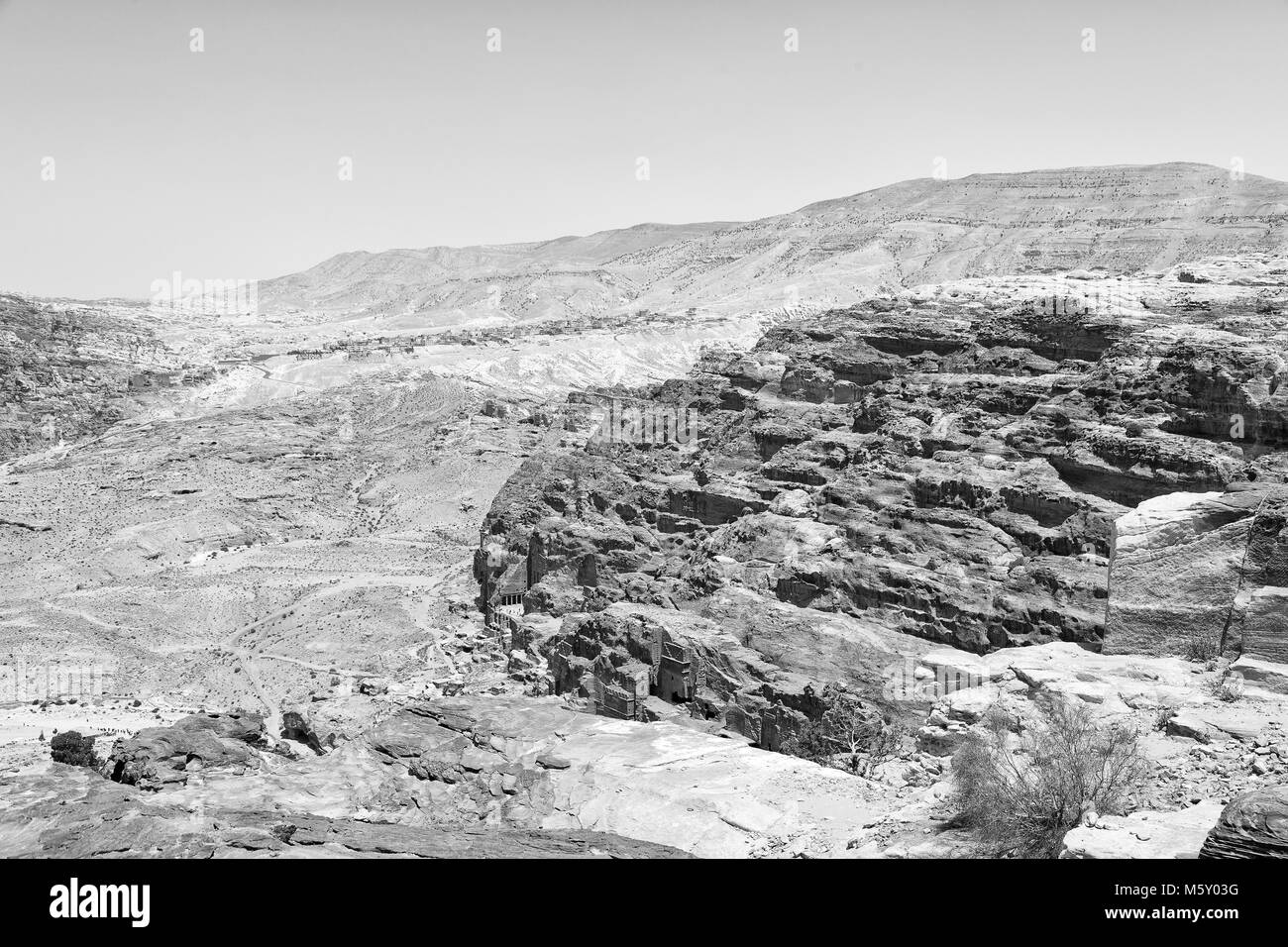 Haut de l'antique site de Pétra en Jordanie, la belle merveille du monde Banque D'Images