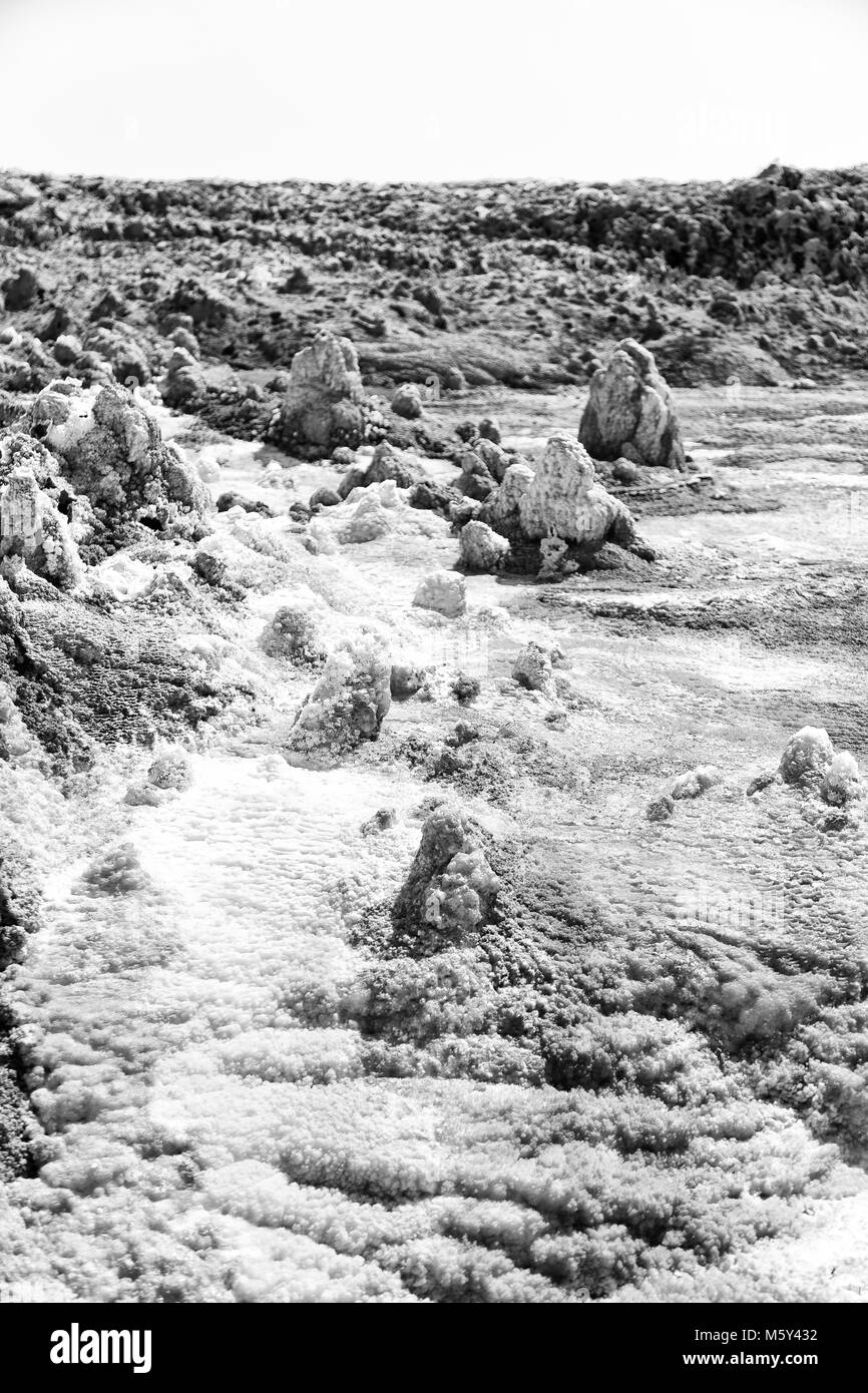 Dans l'Afrique de l'Éthiopie de danakil dépression volcanique de soufre de l'acide et le lac dallol comme dans mars Banque D'Images