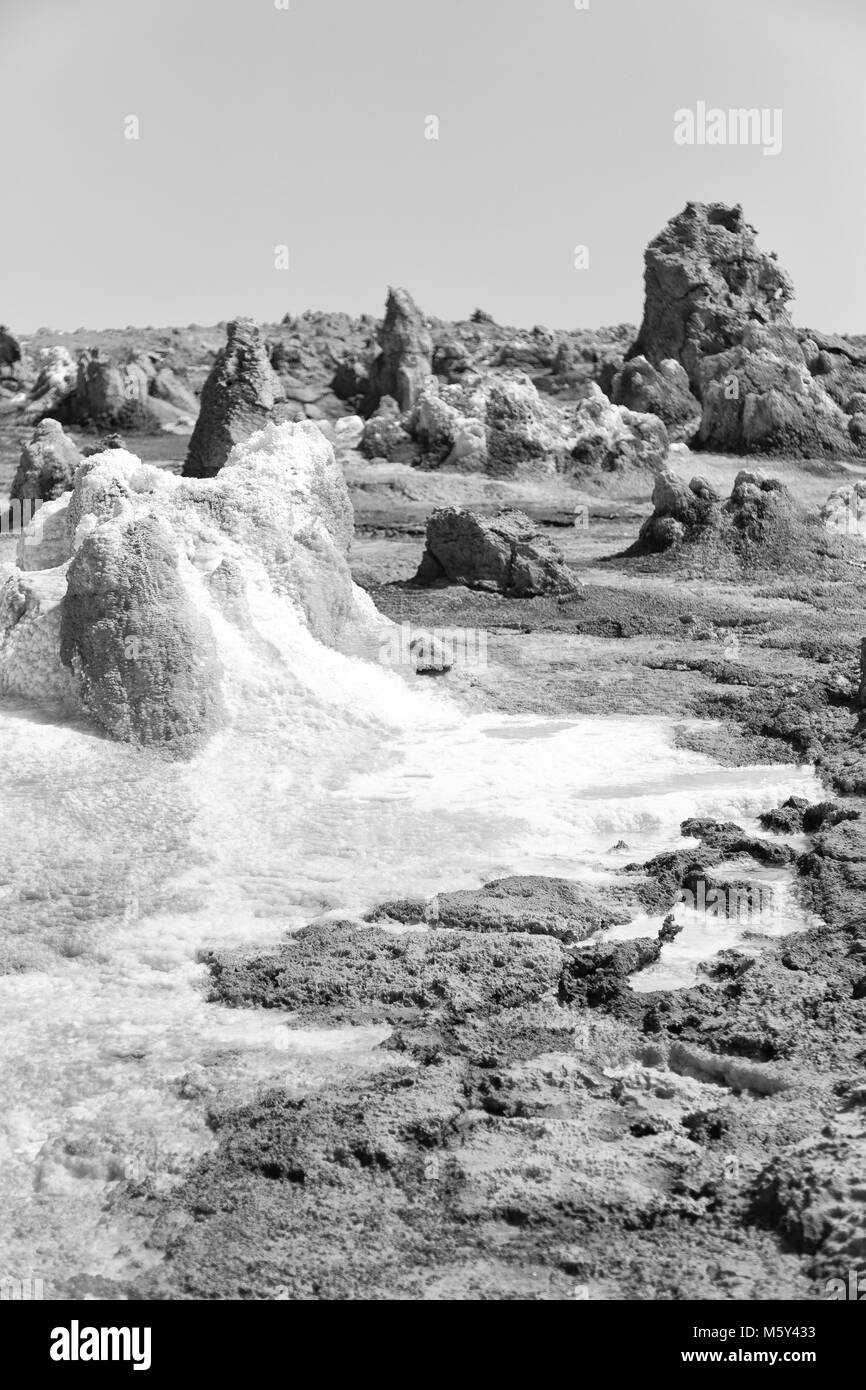 Dans l'Afrique de l'Éthiopie de danakil dépression volcanique de soufre de l'acide et le lac dallol comme dans mars Banque D'Images
