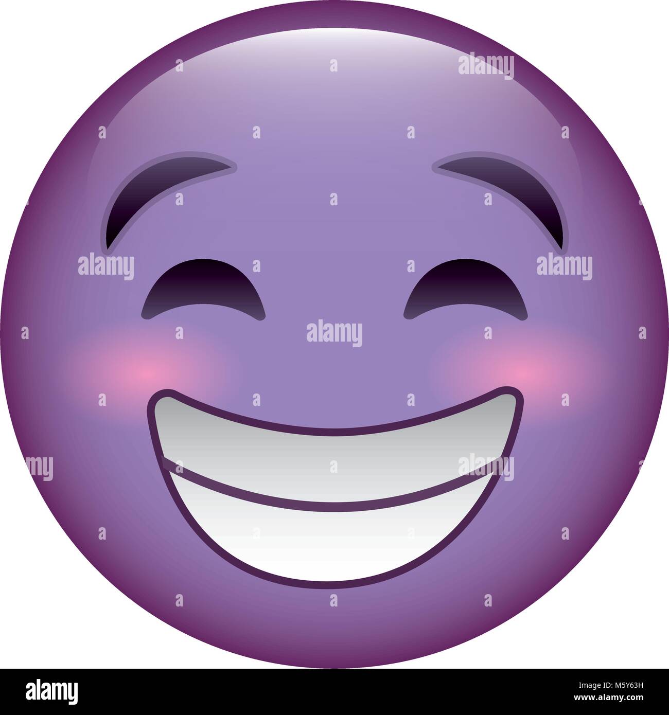 Dessin animé emoticon violet smiling happy face Image Vectorielle Stock ...