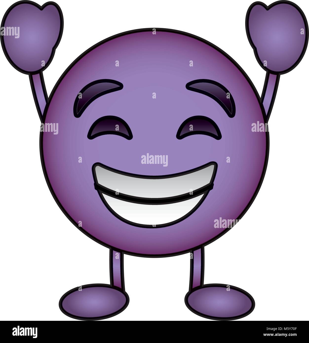 Dessin animé emoticon violet caractère smiling happy face Image ...