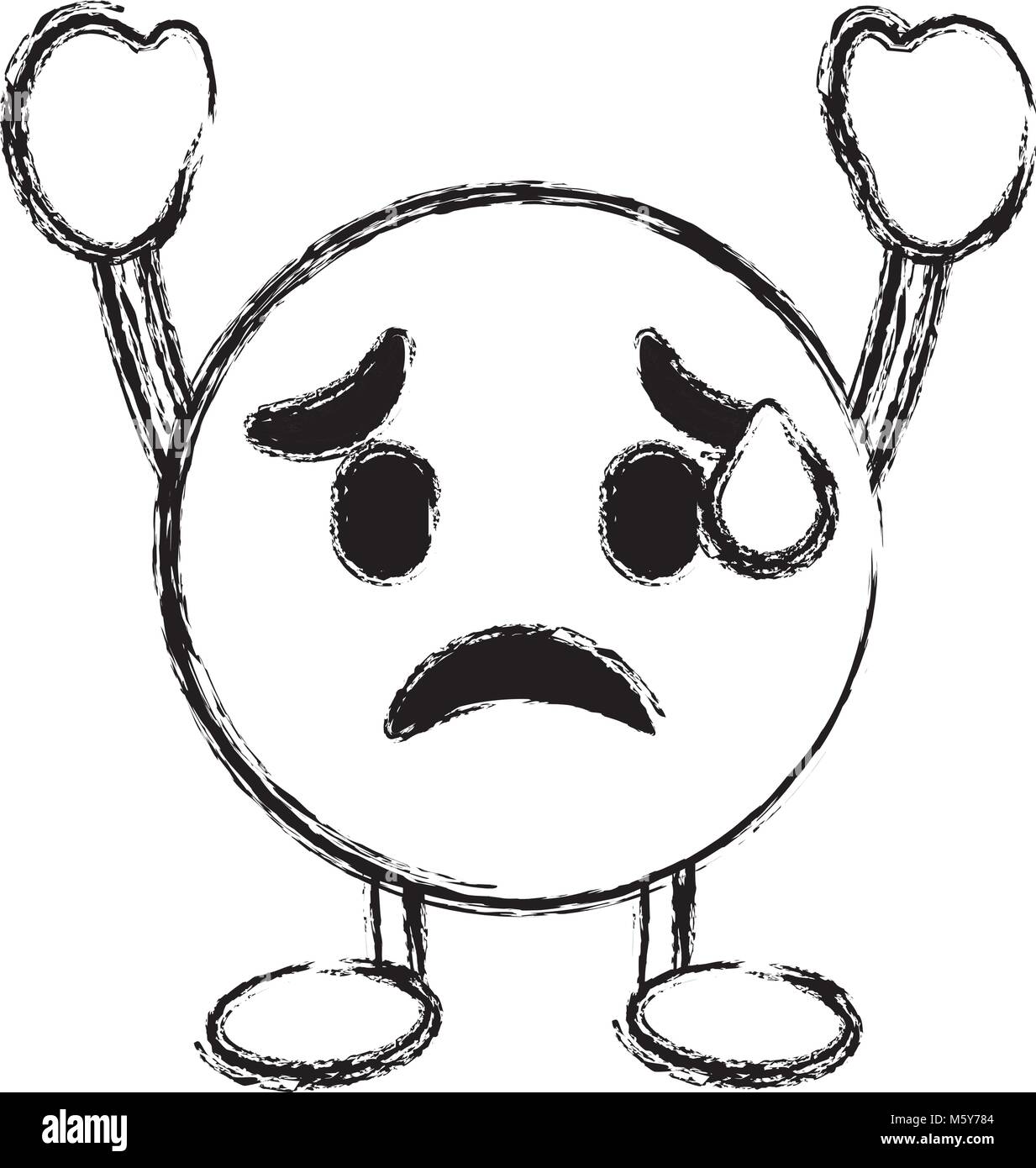 Cartoon Unhappy Depression Face Character Banque D Images Vectorielles Alamy