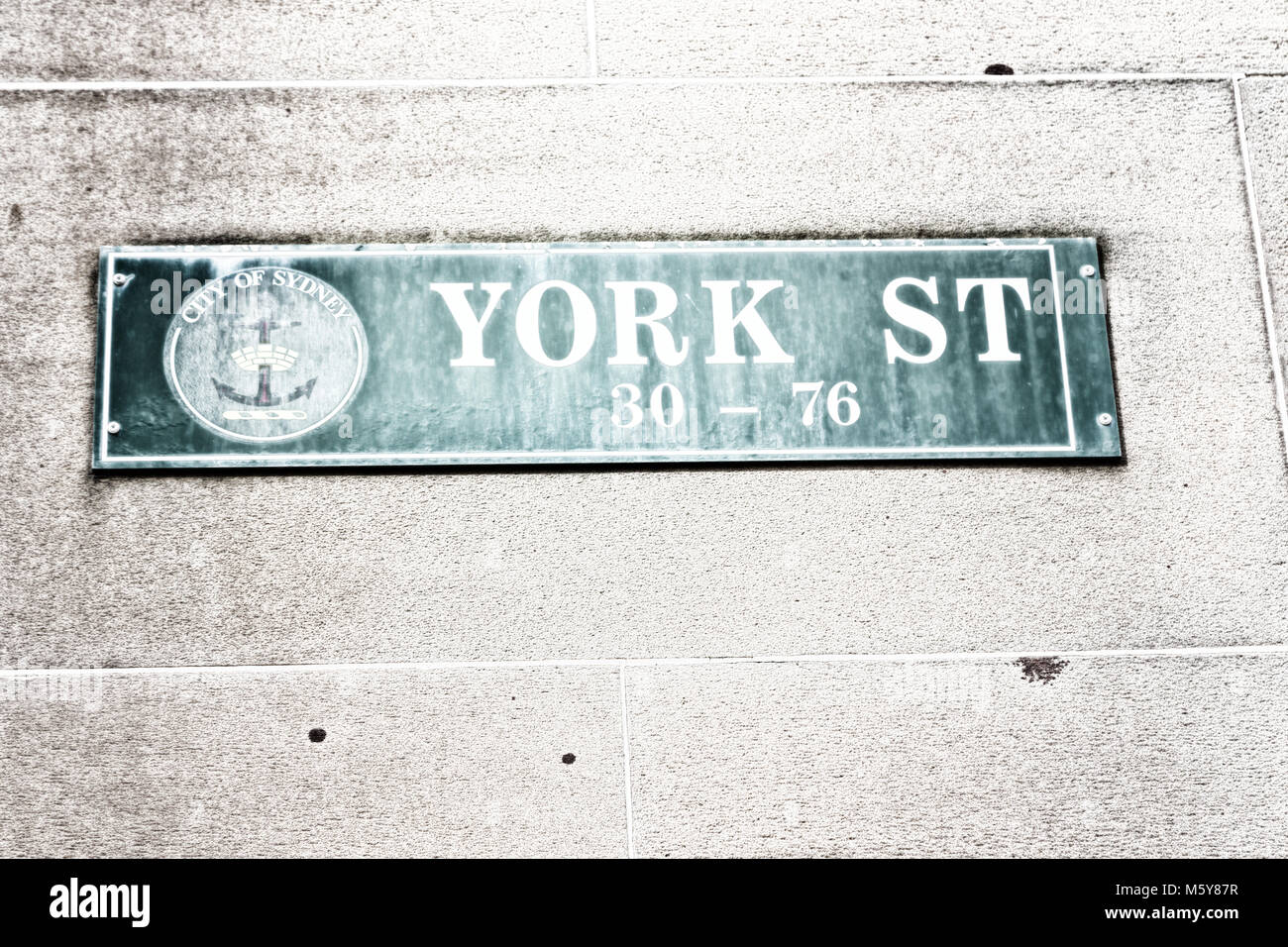 Sidney en Australie le signe de la rue York dans le mur Banque D'Images
